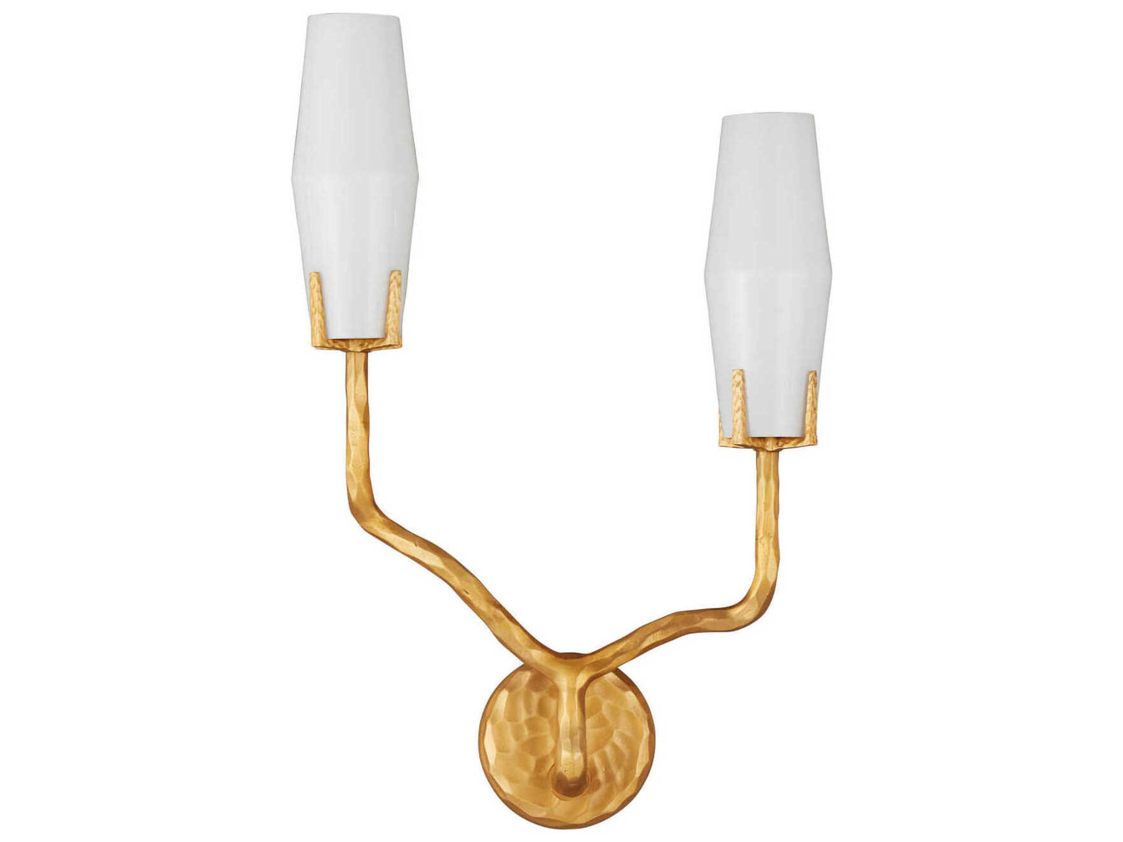 Currey & Company Mathilda 2-Light White Matte Gold Wall Sconce