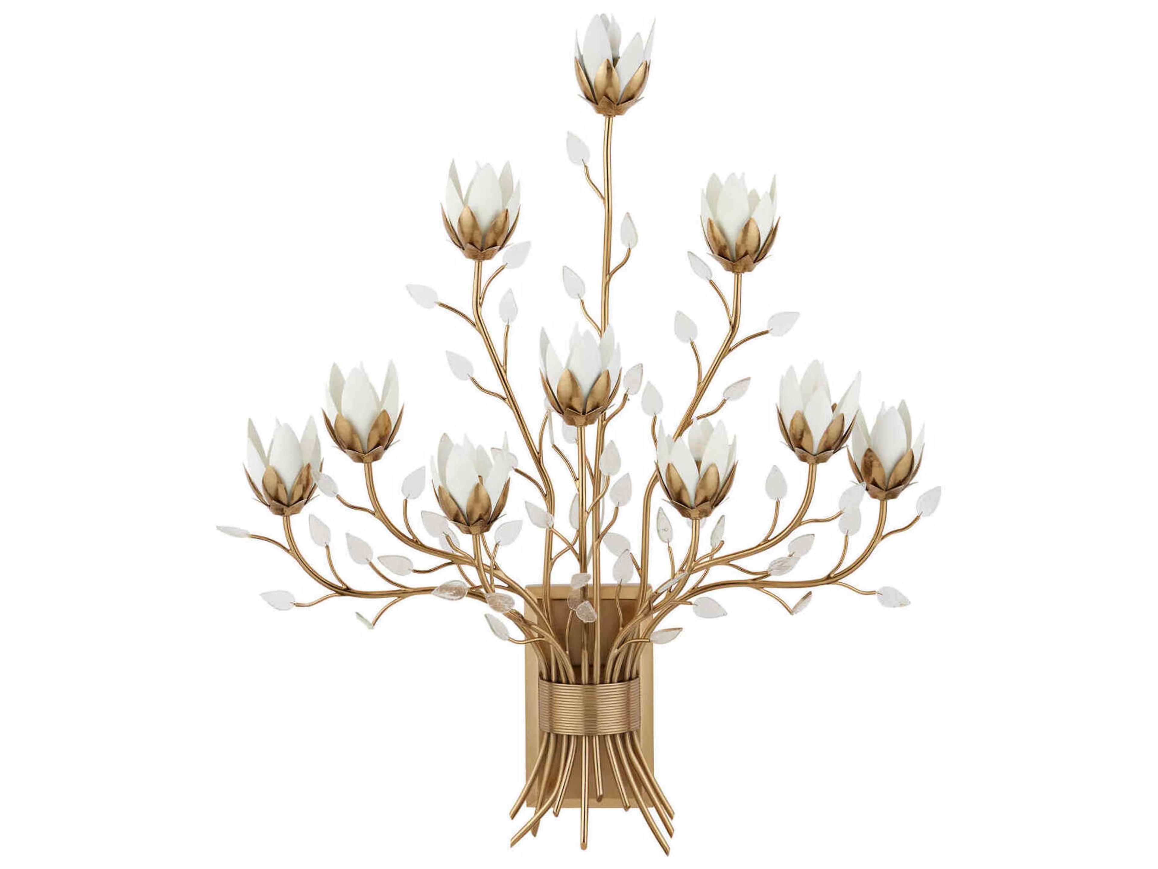 Currey & Company Star Magnolia 10-Light Antique Brass Wall Sconce
