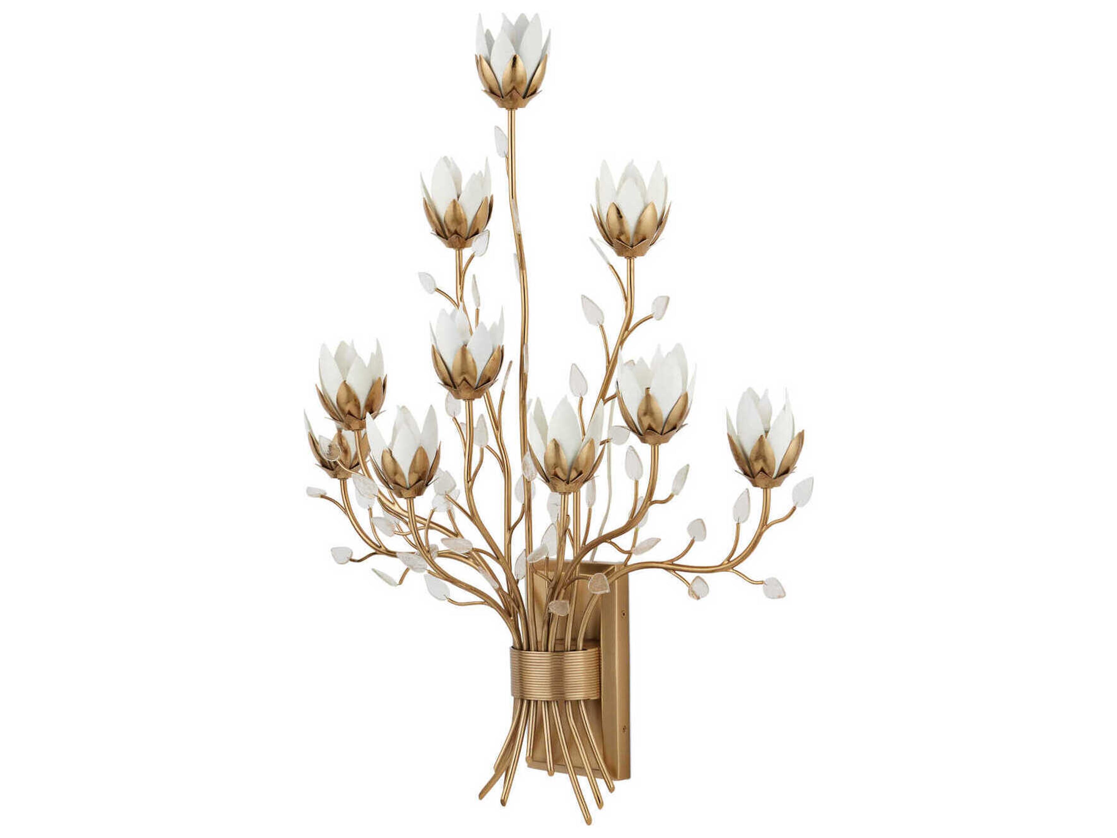 Currey & Company Star Magnolia 10-Light Antique Brass Wall Sconce