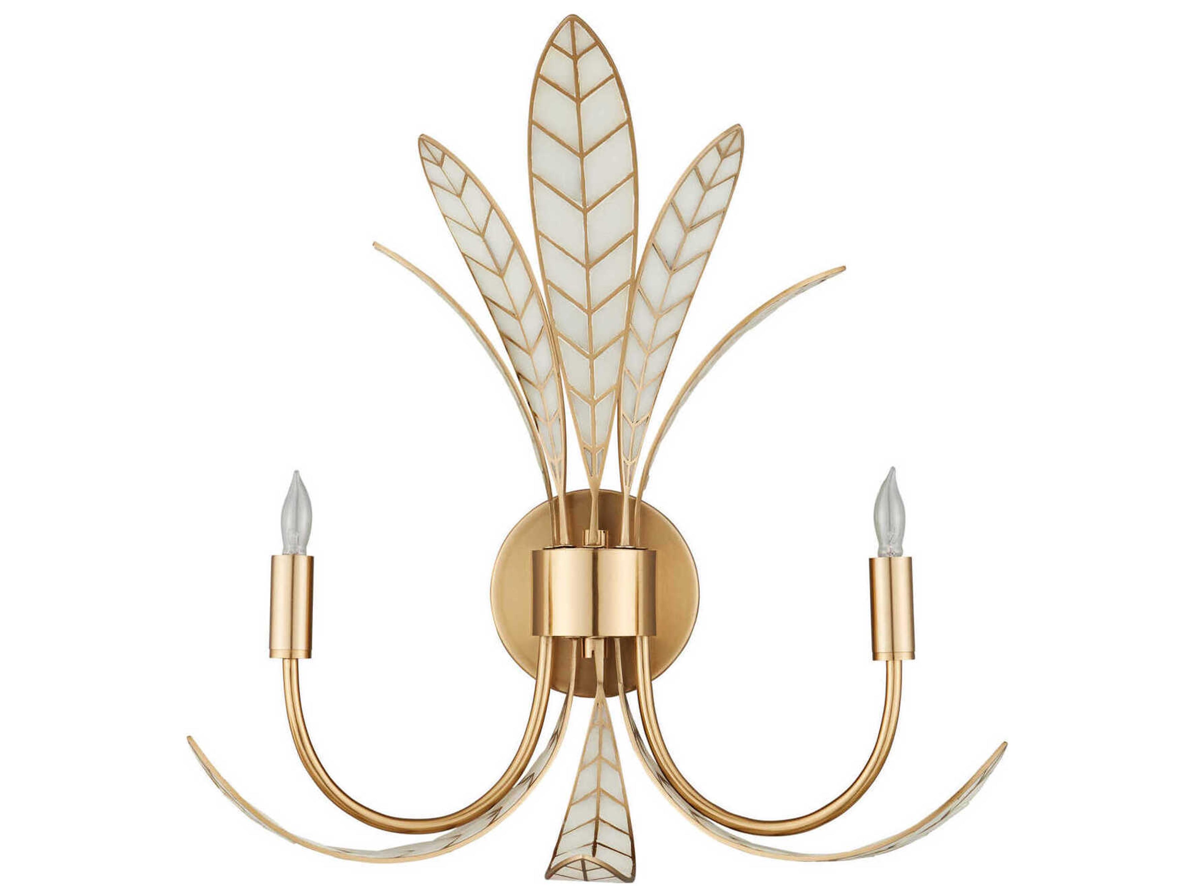 Currey & Company Foliatura 2-Light Antique Brass Wall Sconce