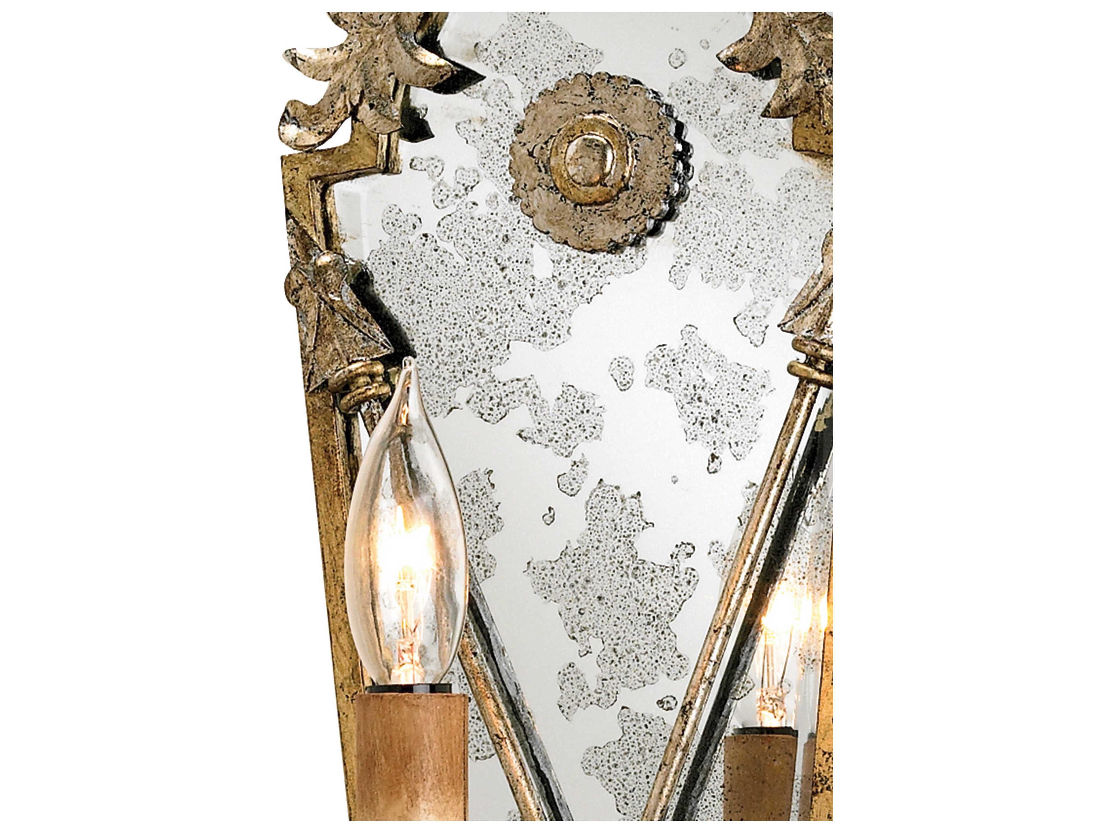 Currey & Company Napoli 1-Light Gold Leaf majestic Silver Wall Sconce