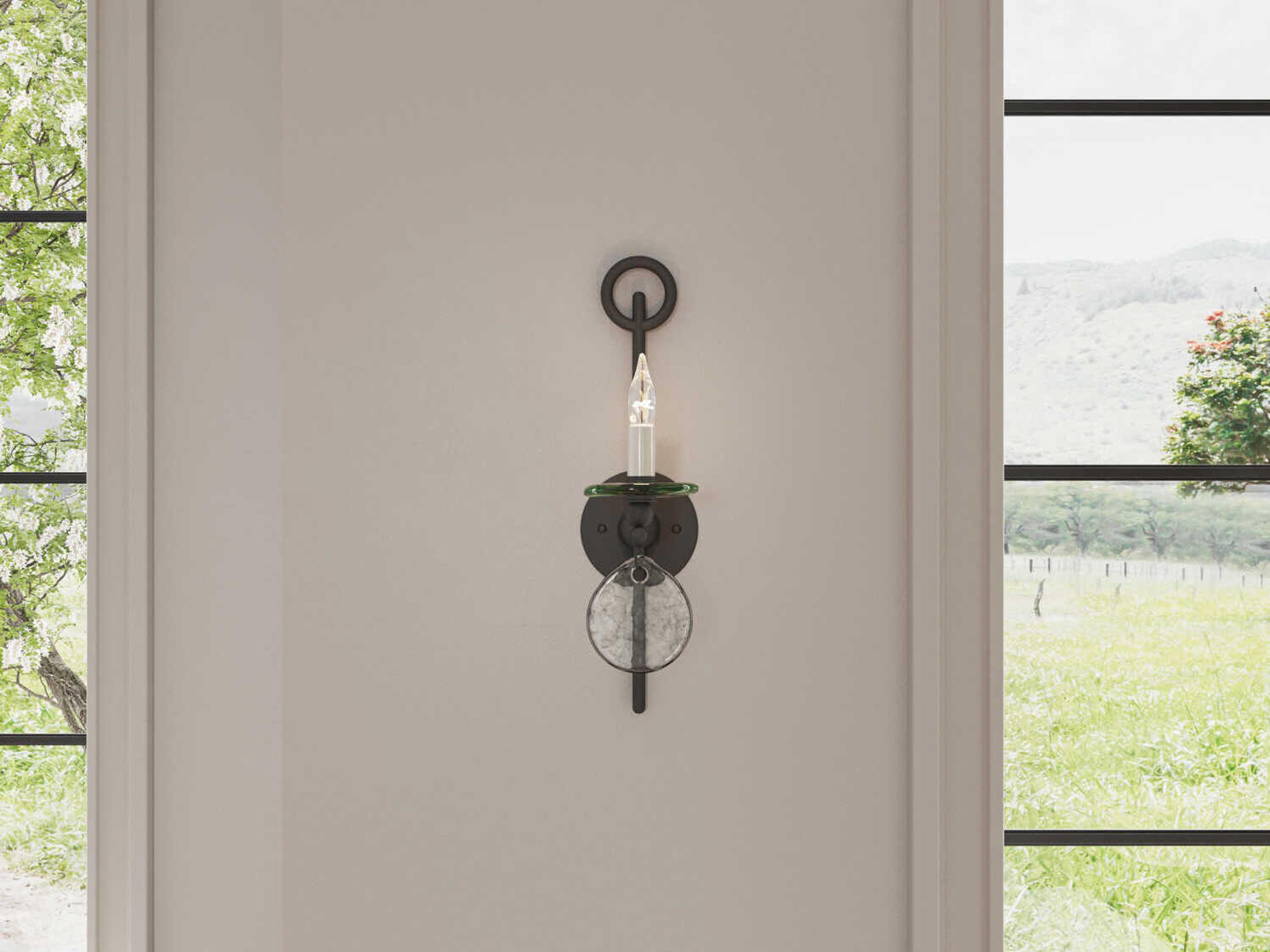 Currey & Company Sethos 1-Light Old Iron Black Glass Wall Sconce