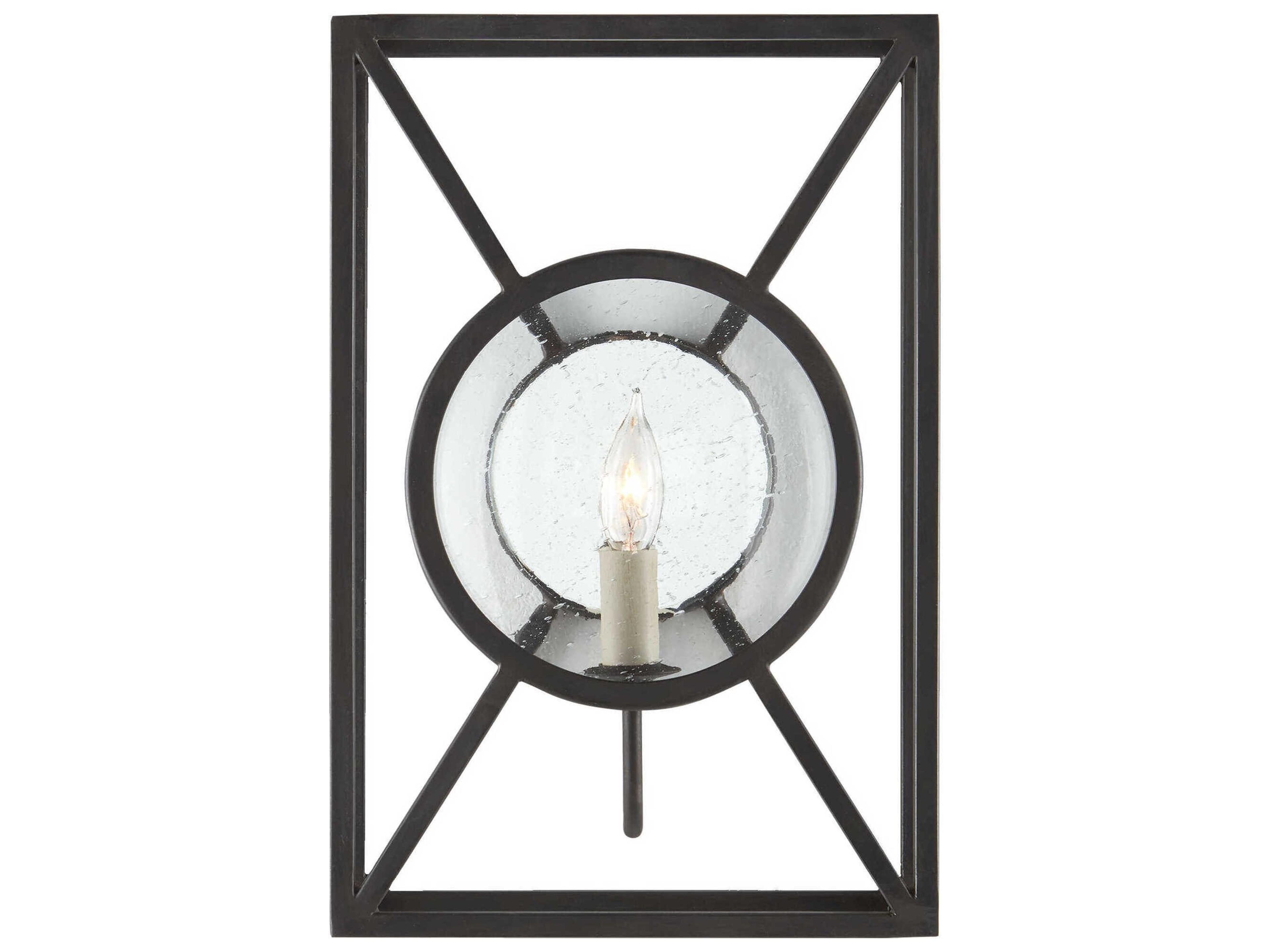 Lillian August 1-Light Old Iron Black Glass Wall Sconce