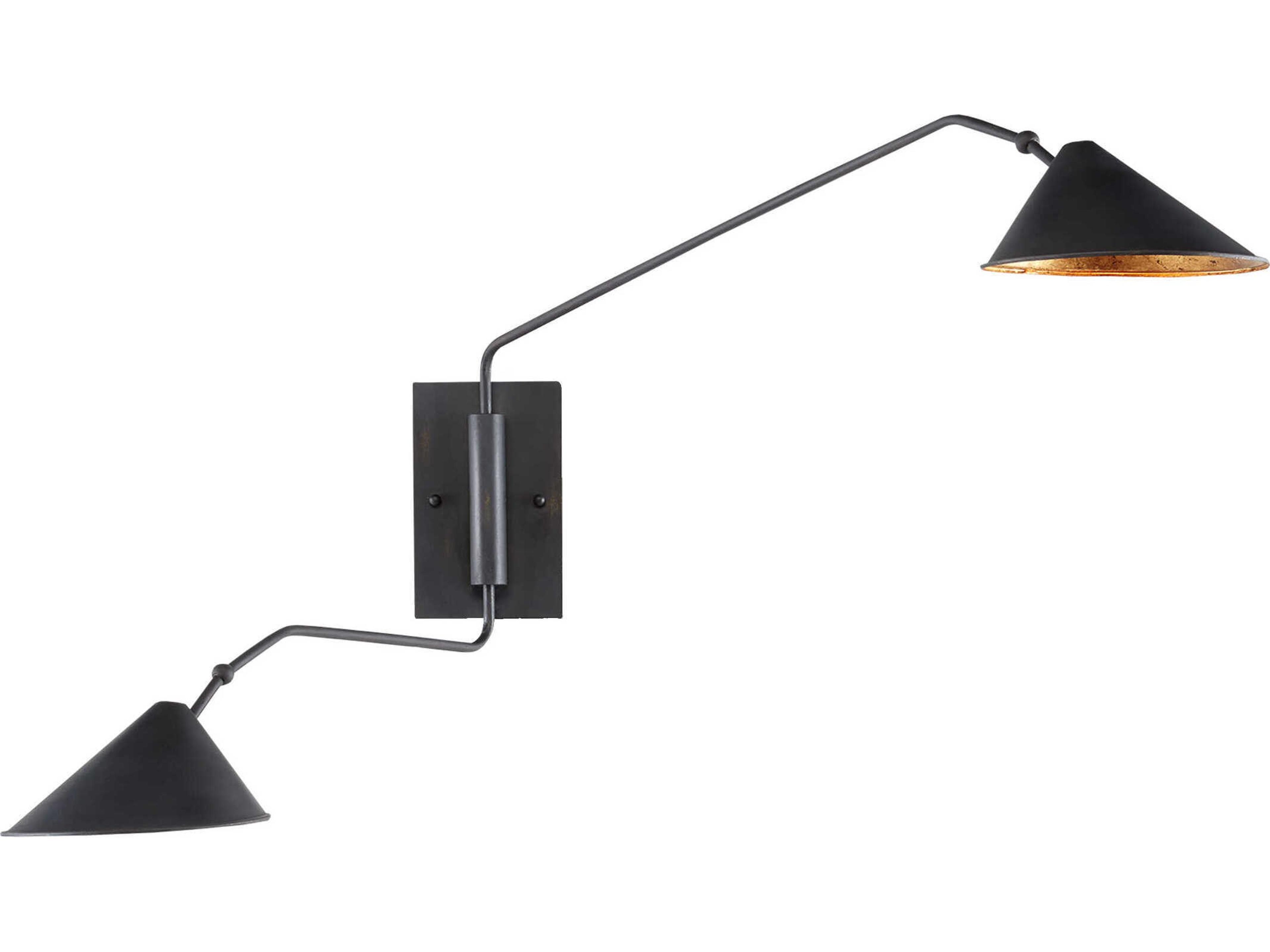 Currey & Company Serpa French Black gold Leaf Wall Sconce