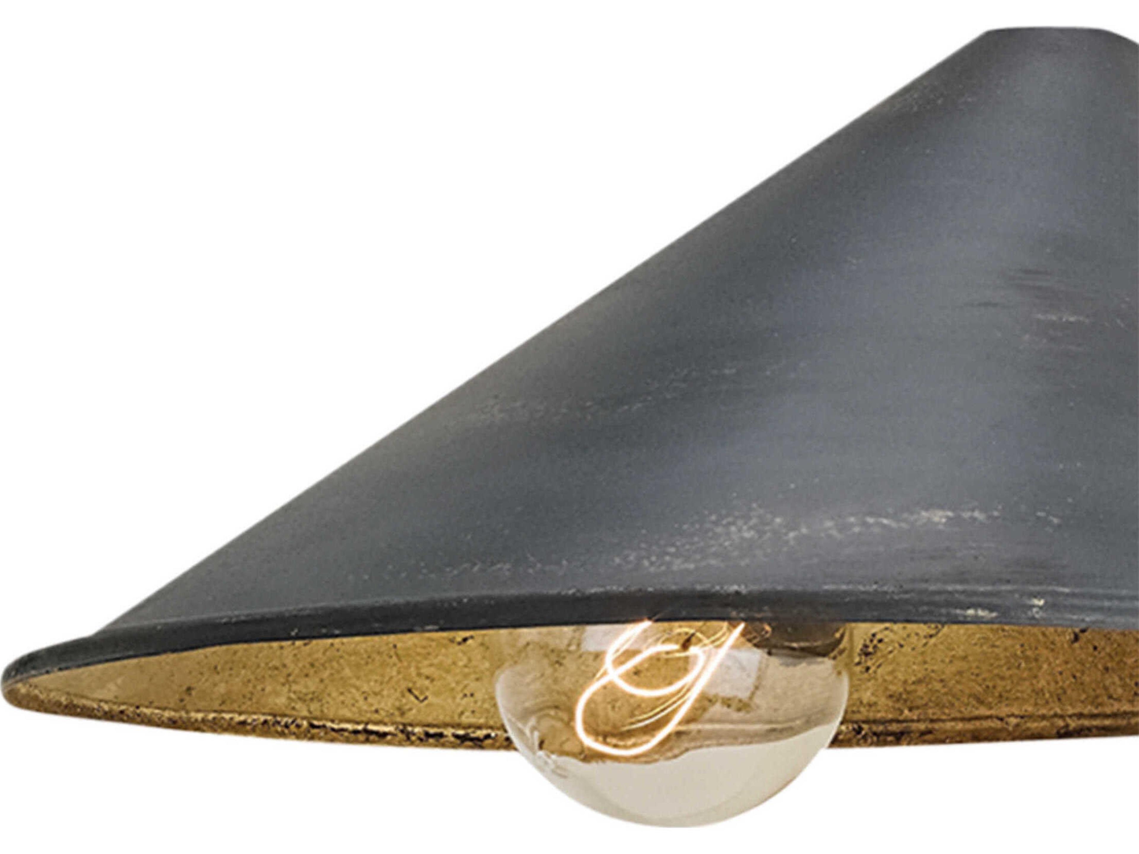 Currey & Company Serpa 1-Light French Black gold Leaf Wall Sconce