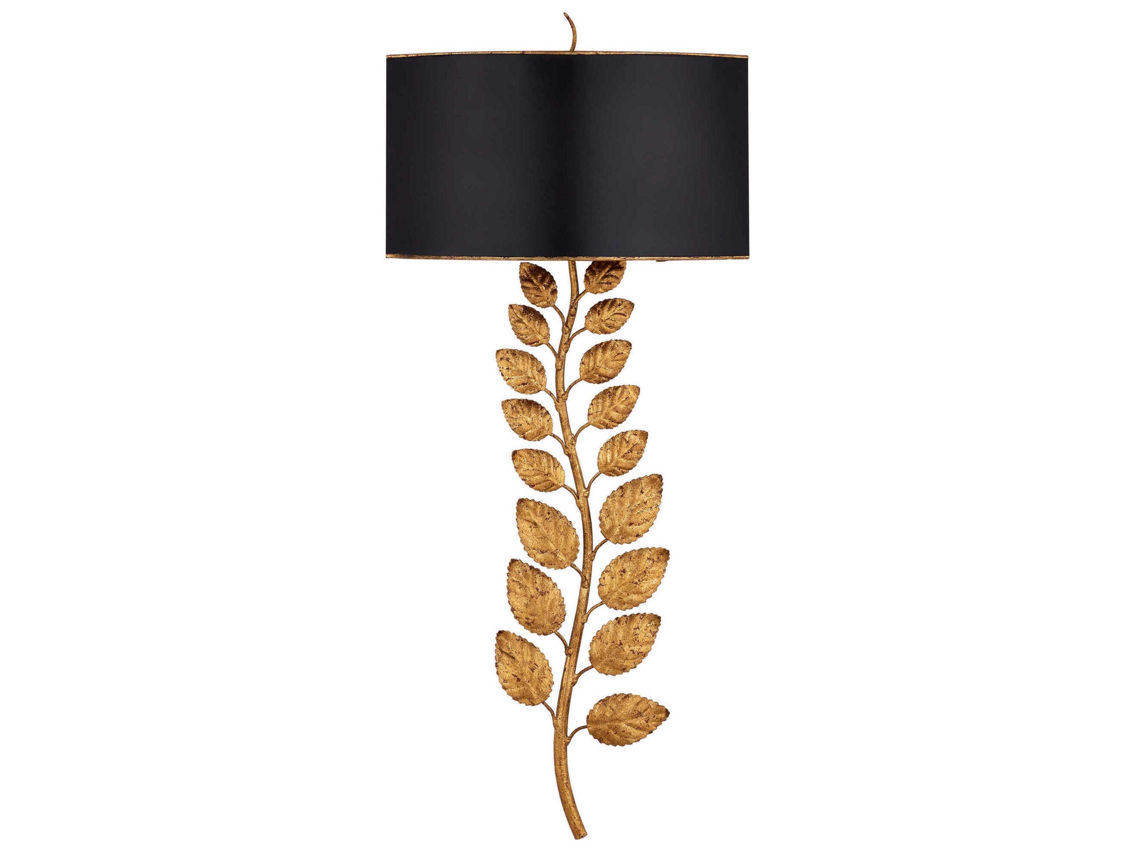 Currey & Company Birdwood Textured Gold Leaf satin Black Wall Sconce
