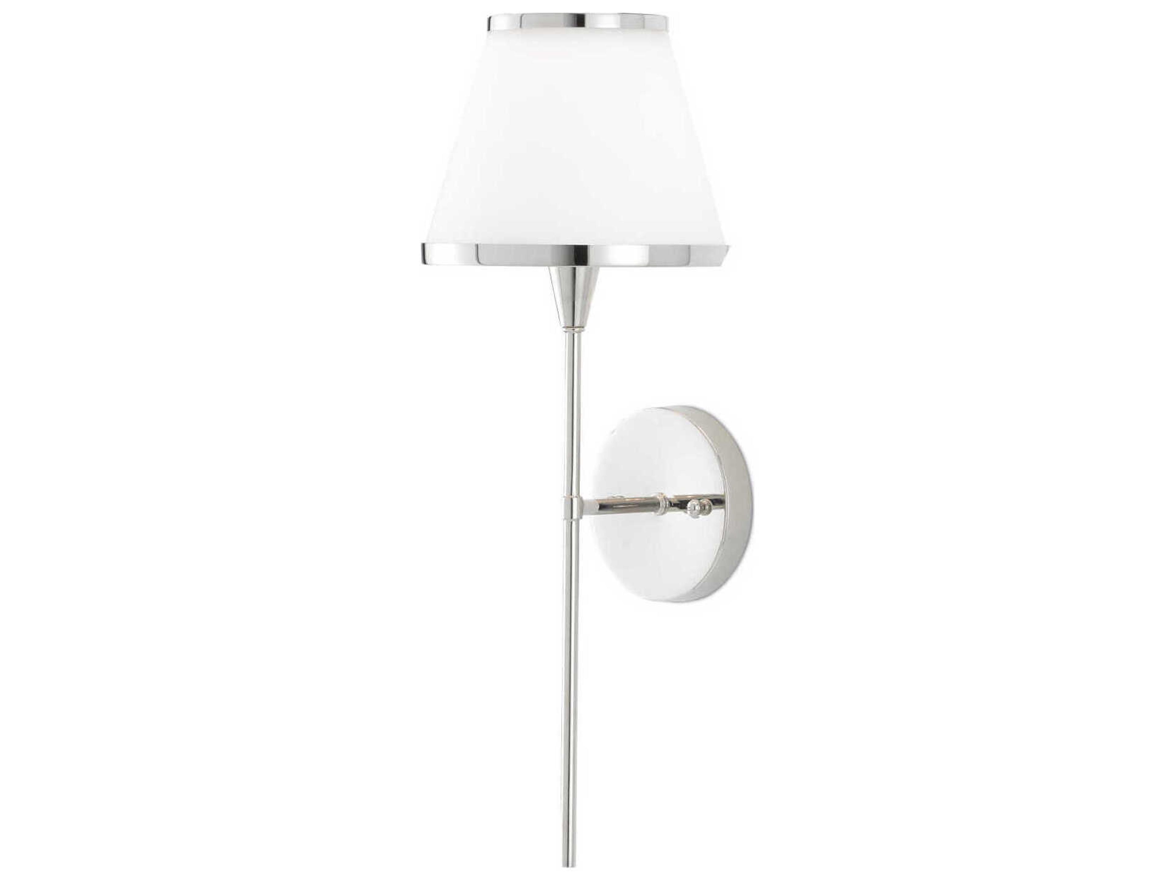 Currey & Company Brimsley 1-Light Polished Nickel Glass Wall Sconce
