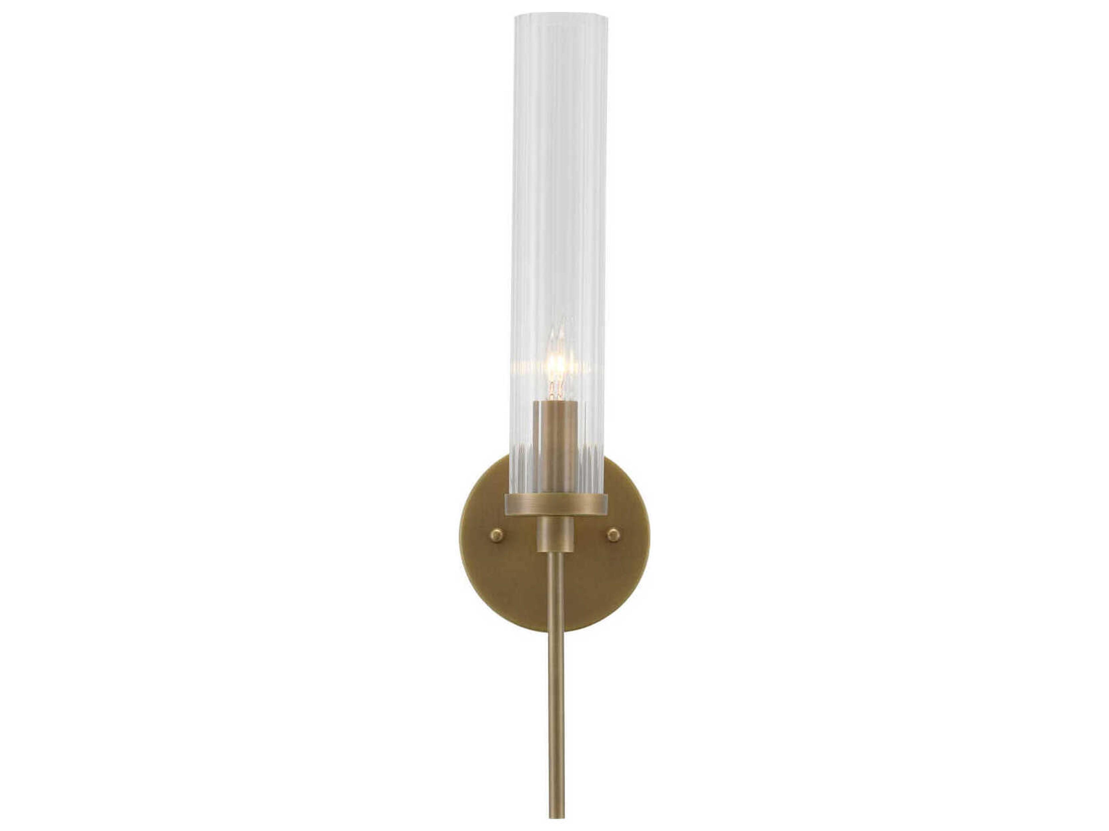 Currey & Company Bellings 1-Light Antique Brass Clear Glass Wall Sconce