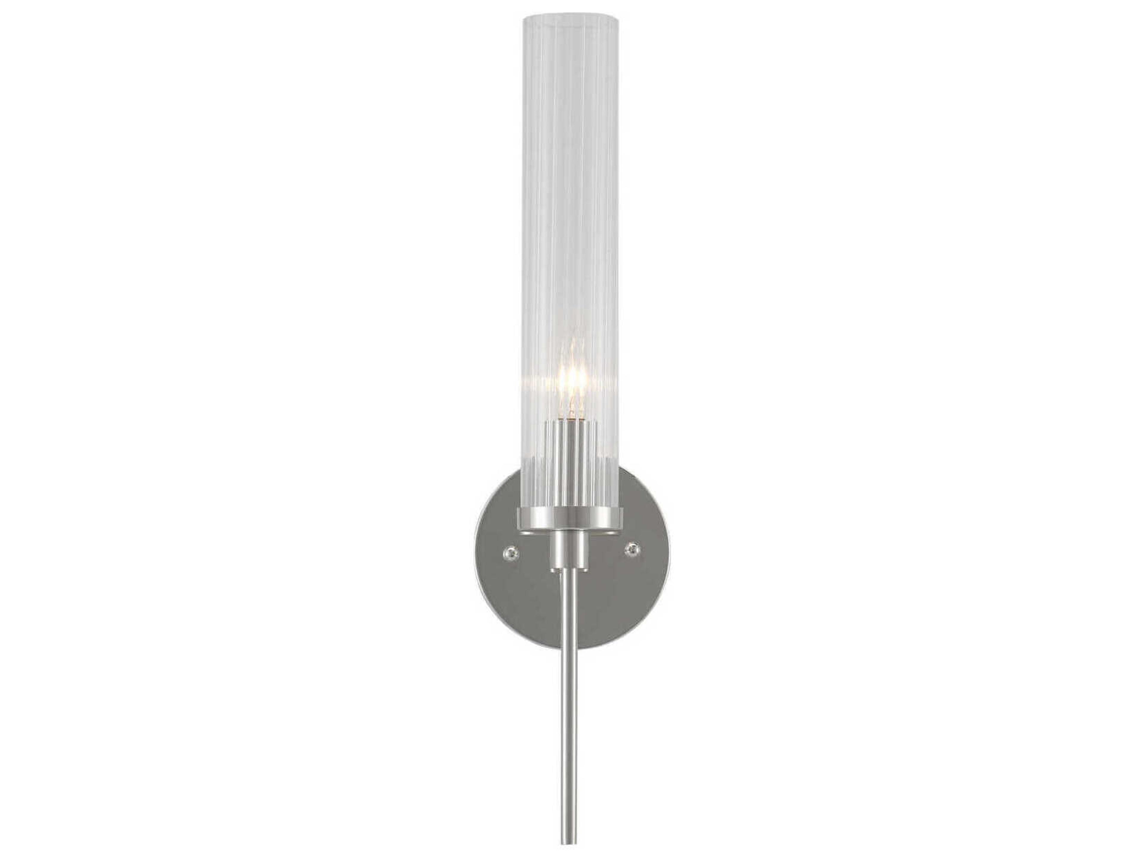 Currey & Company Bellings 1-Light Polished Nickel Clear Glass Wall Sconce