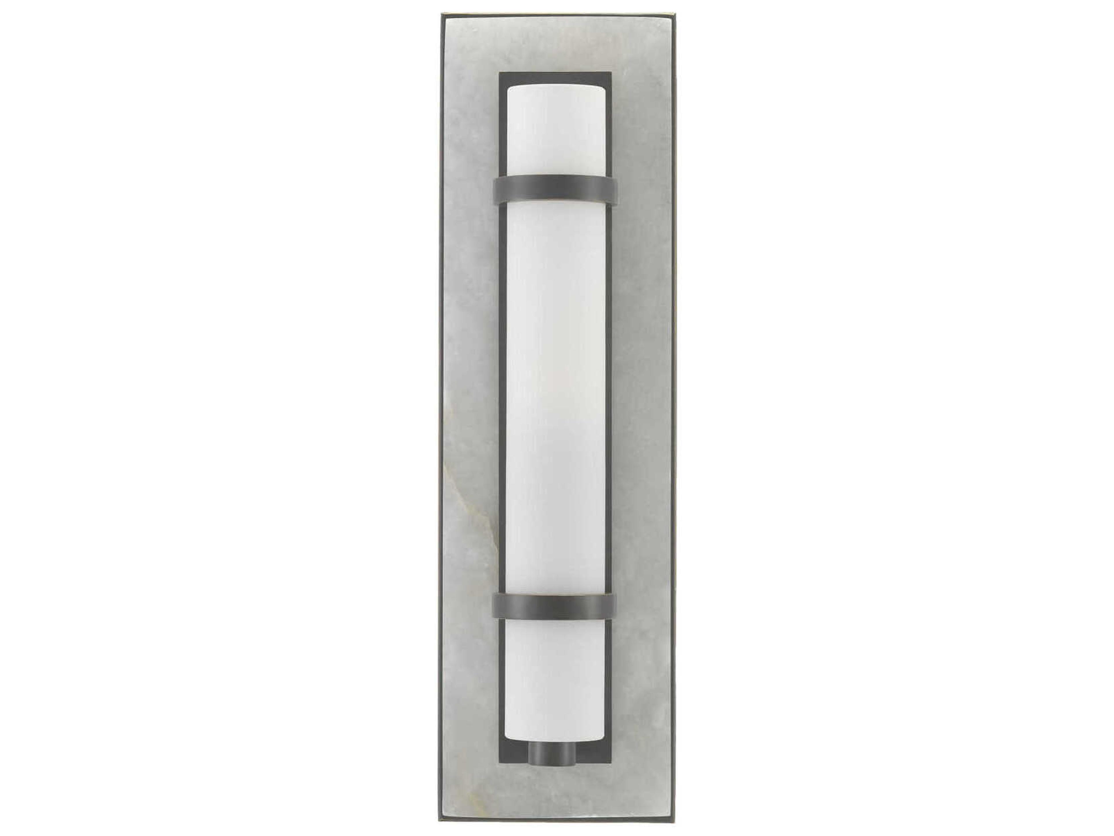 Currey & Company Bruneau 1-Light Natural Alabaster Oil Rubbed Bronze White Glass Wall Sconce