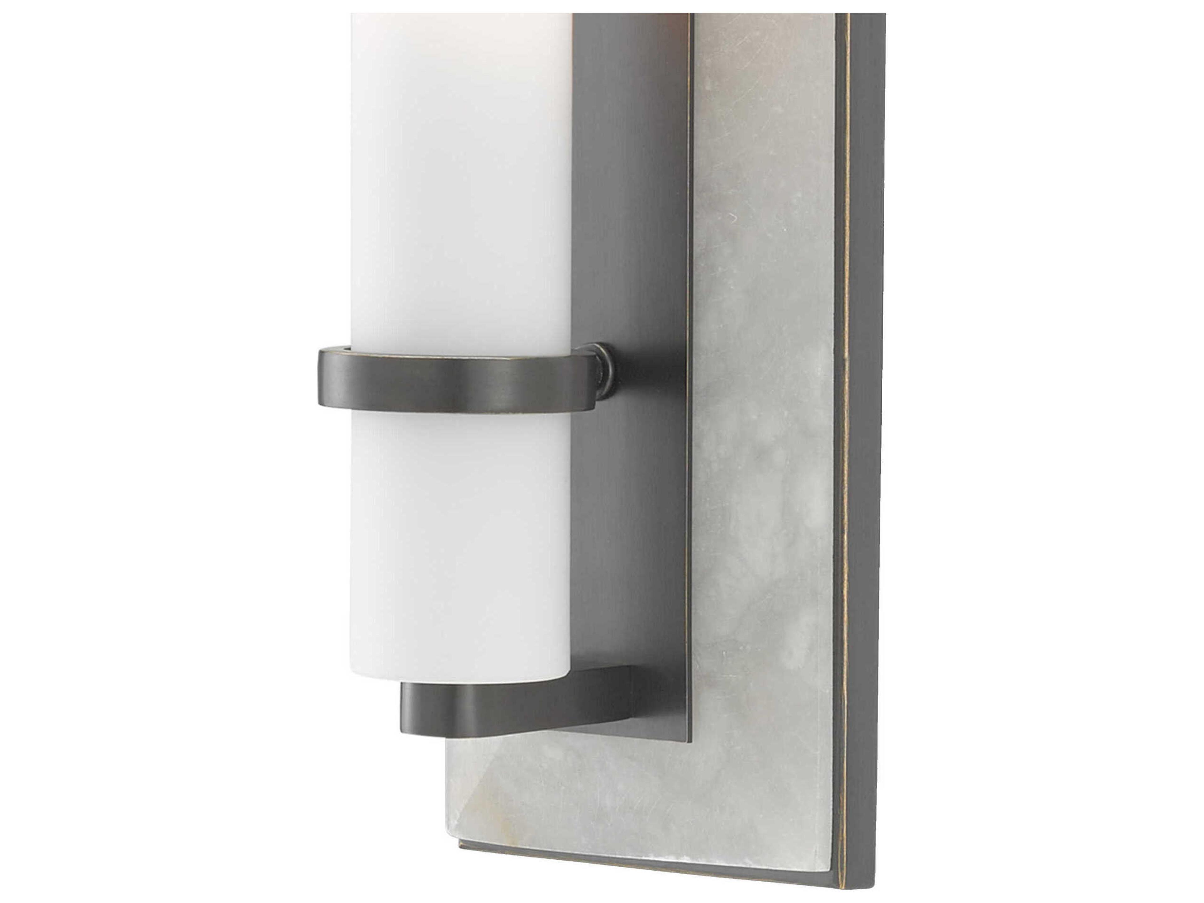 Currey & Company Bruneau 1-Light Natural Alabaster Oil Rubbed Bronze White Glass Wall Sconce