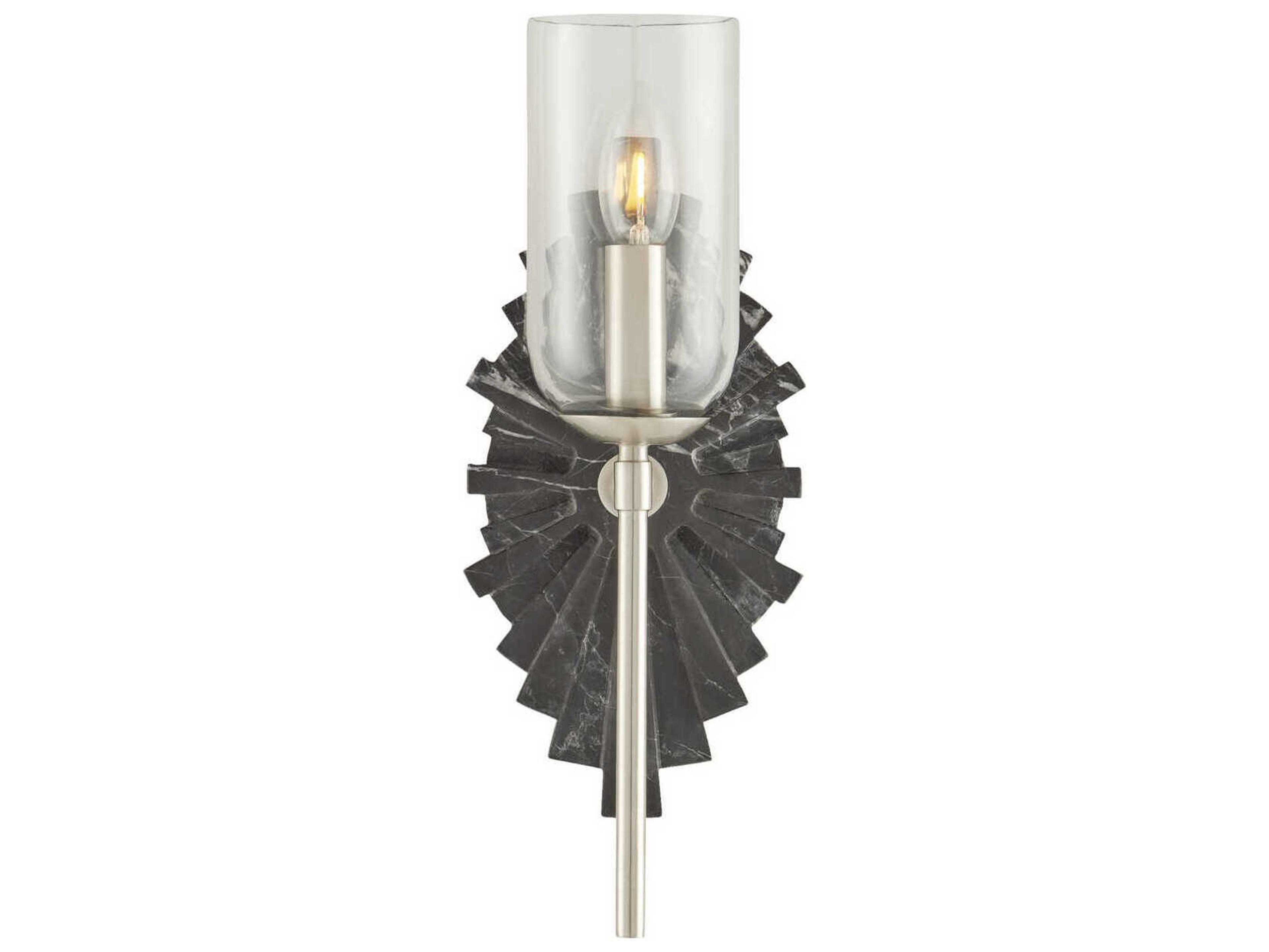 Currey & Company Benthos 1-Light Black Nickel Glass Wall Sconce