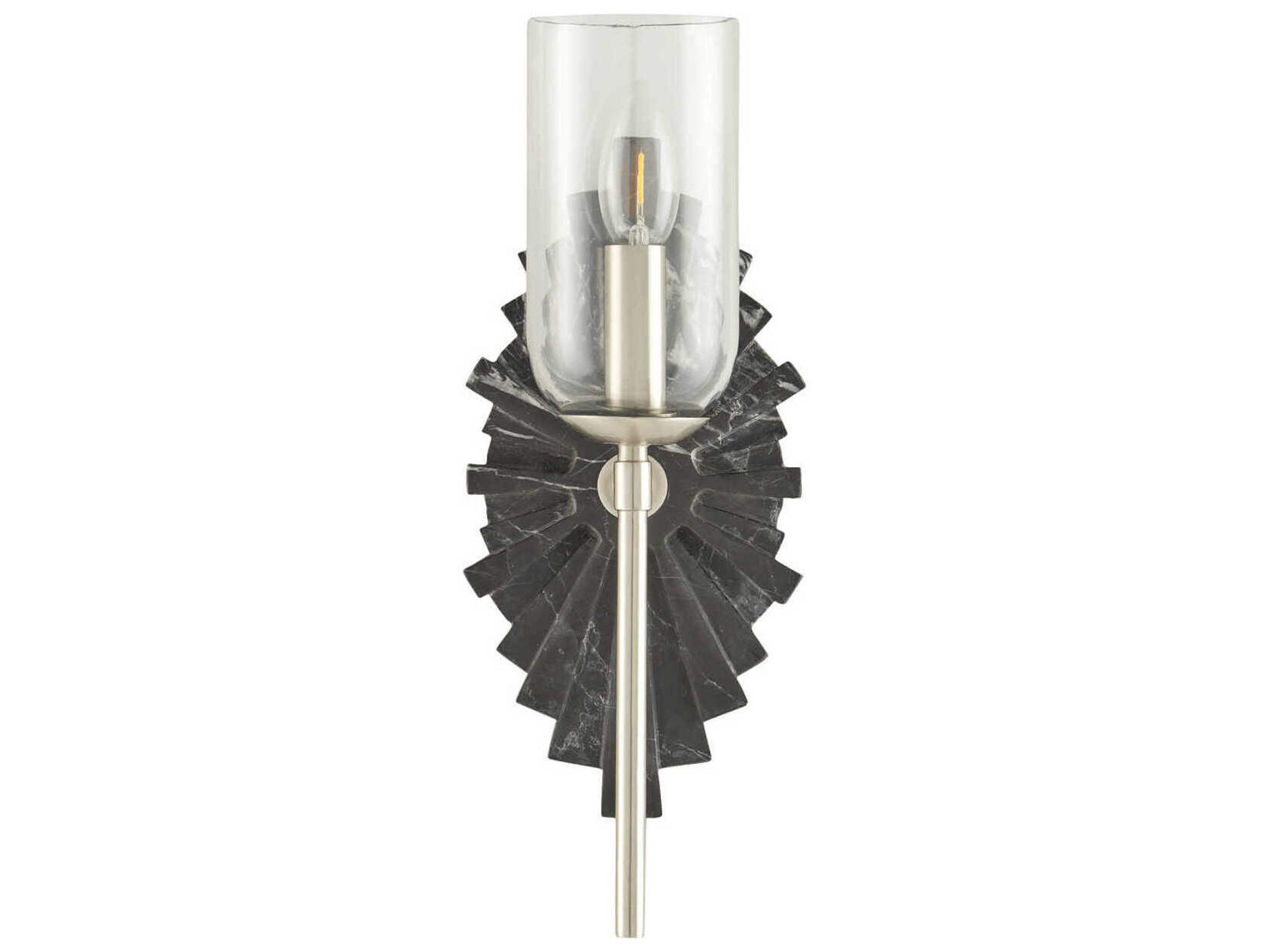 Currey & Company Benthos 1-Light Black Nickel Glass Wall Sconce
