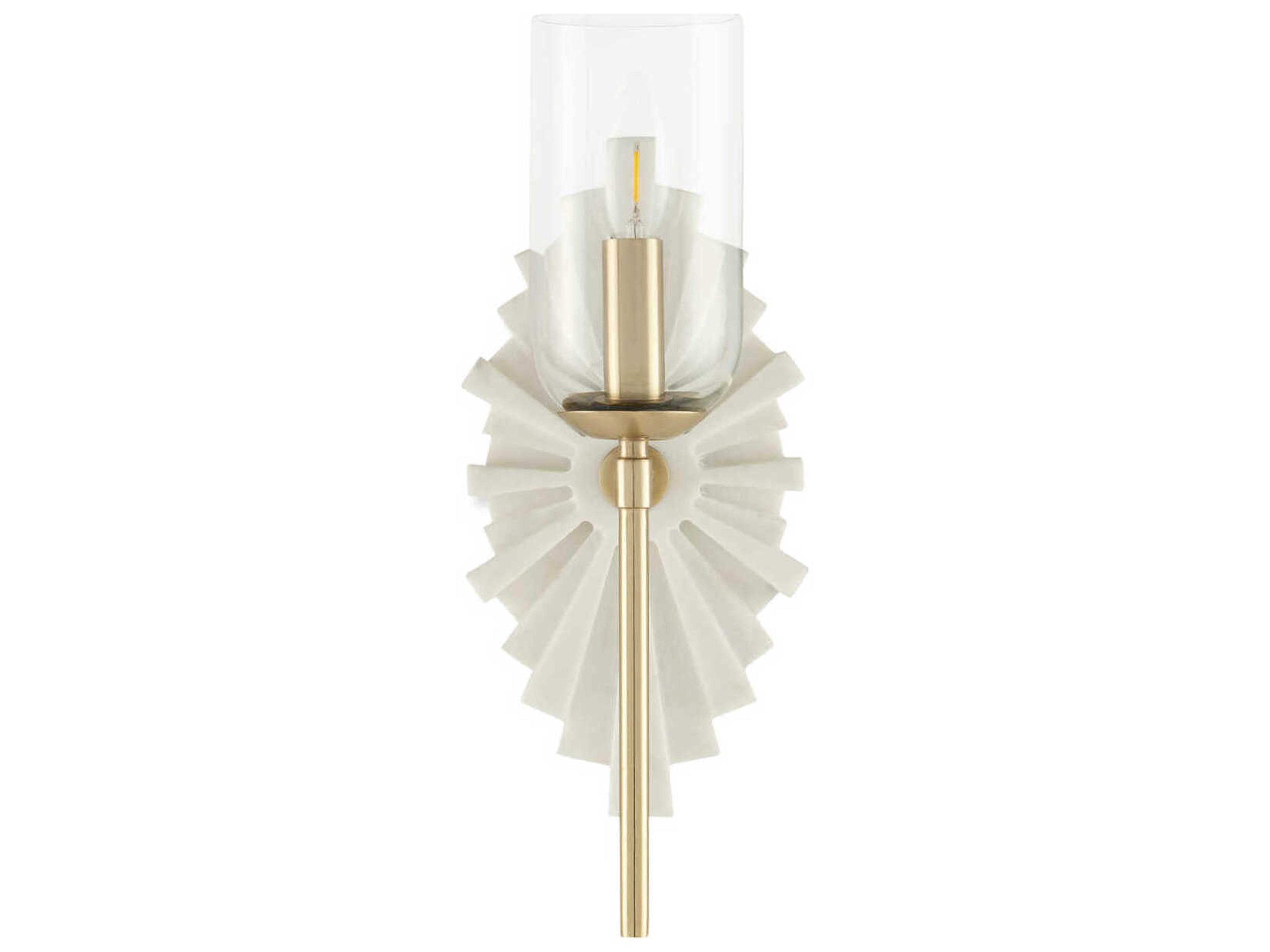 Currey & Company Benthos 1-Light White Brass Wall Sconce
