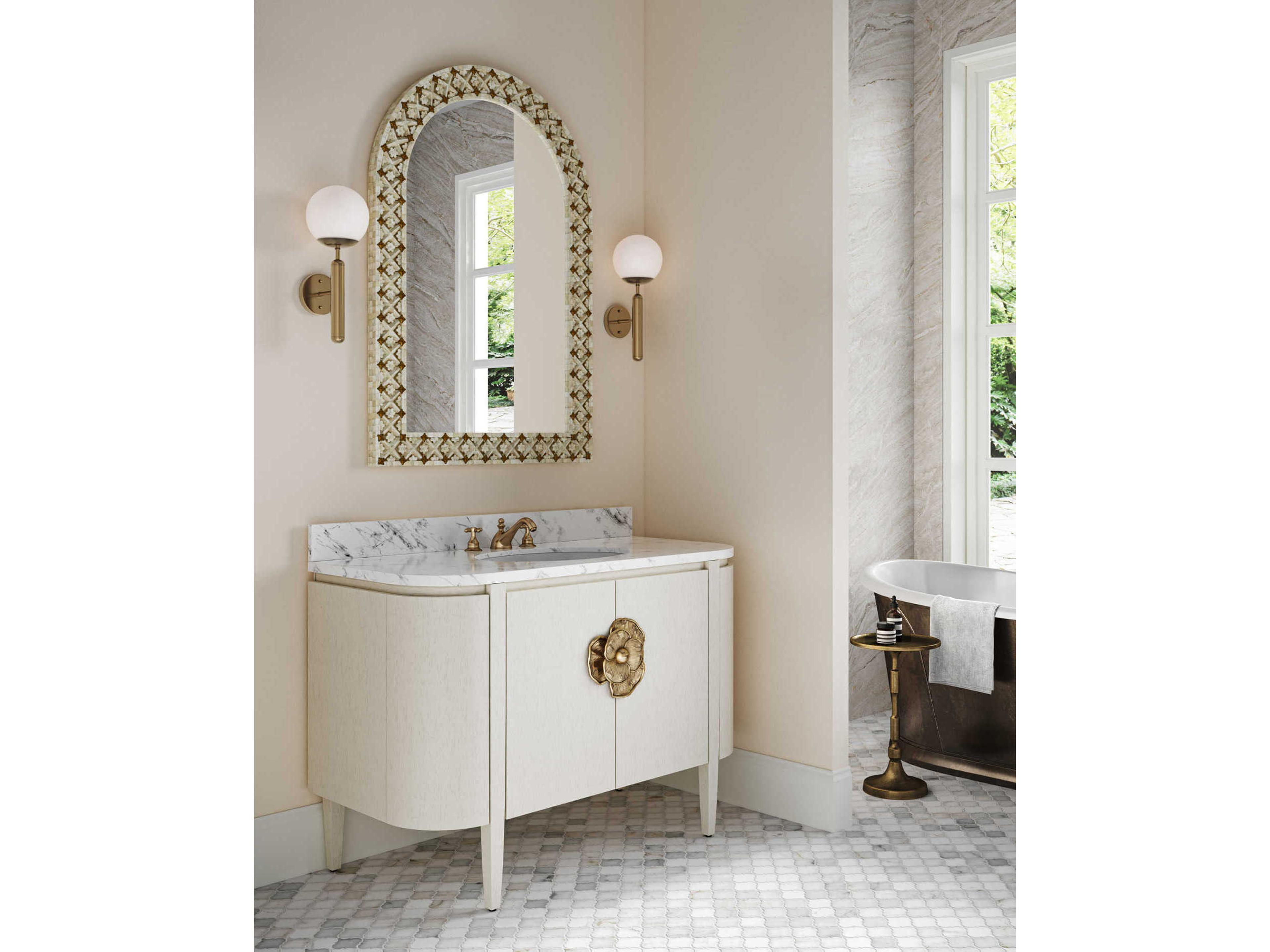 Currey & Company Barbican 1-Light Antique Brass Bronze Glass Wall Sconce