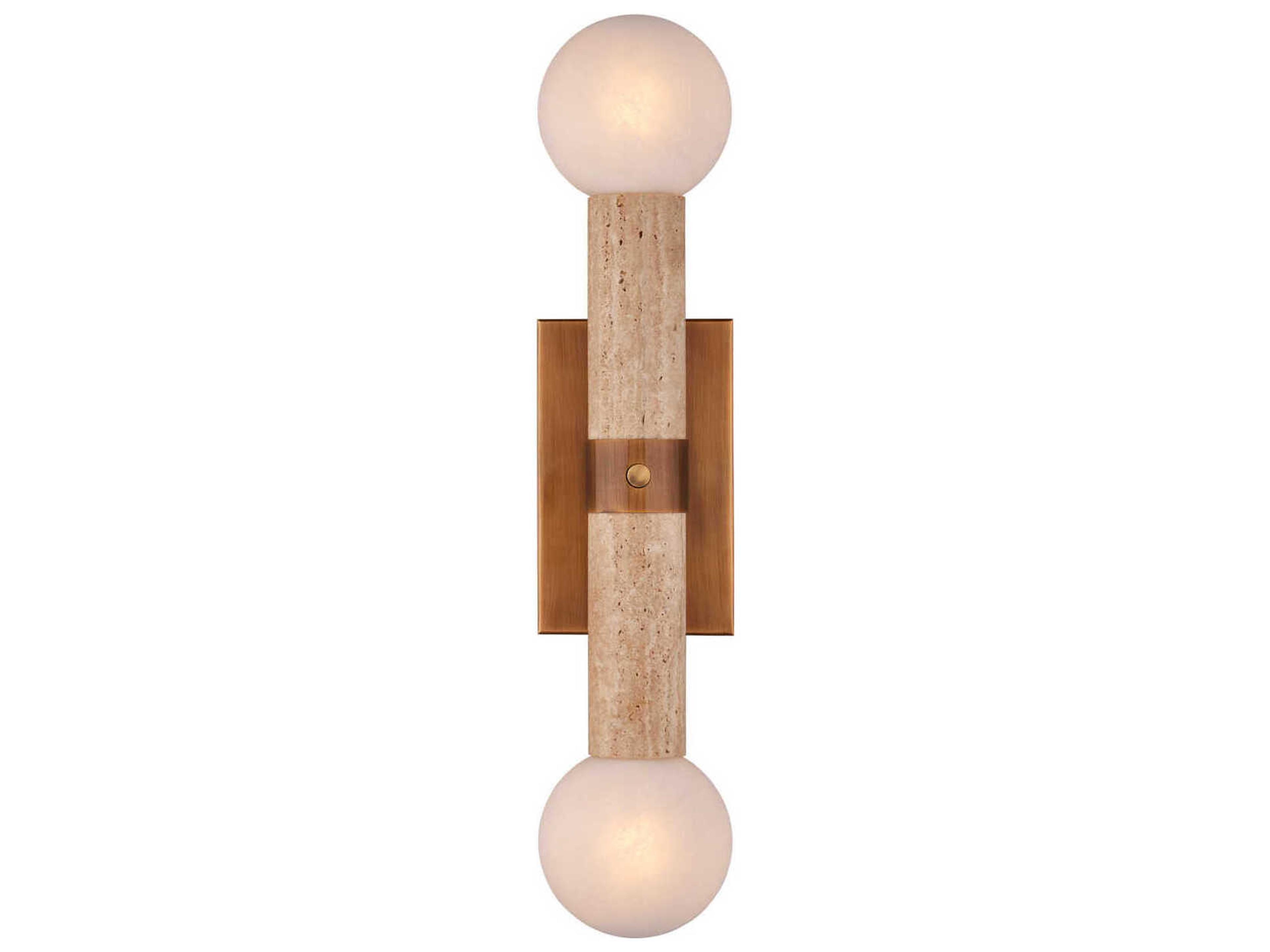 Currey & Company Beatrix 2-Light Beige Antique Brass Wall Sconce