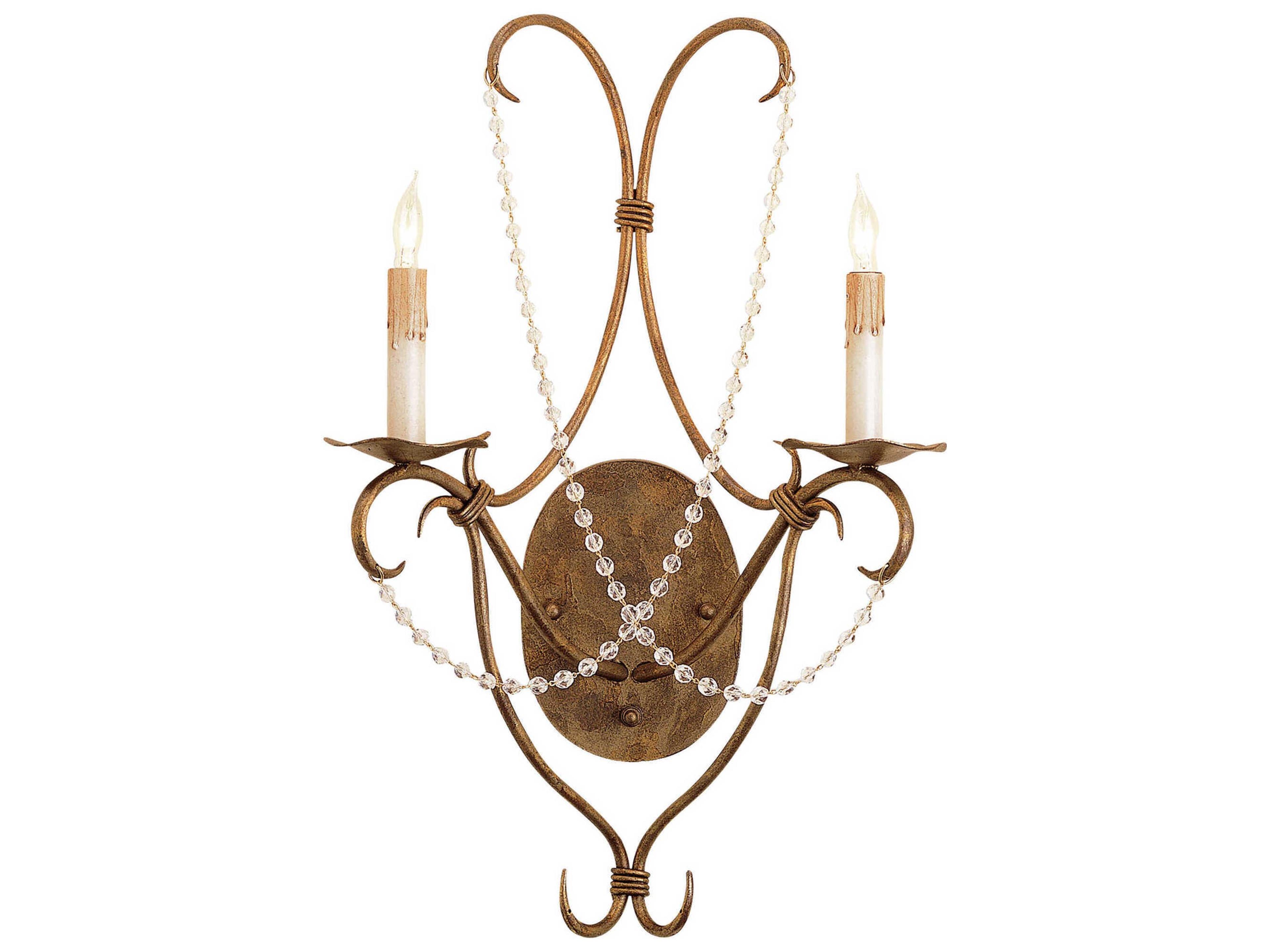 Crystal Lights 2-Light Rhine Gold Crystal Wall Sconce