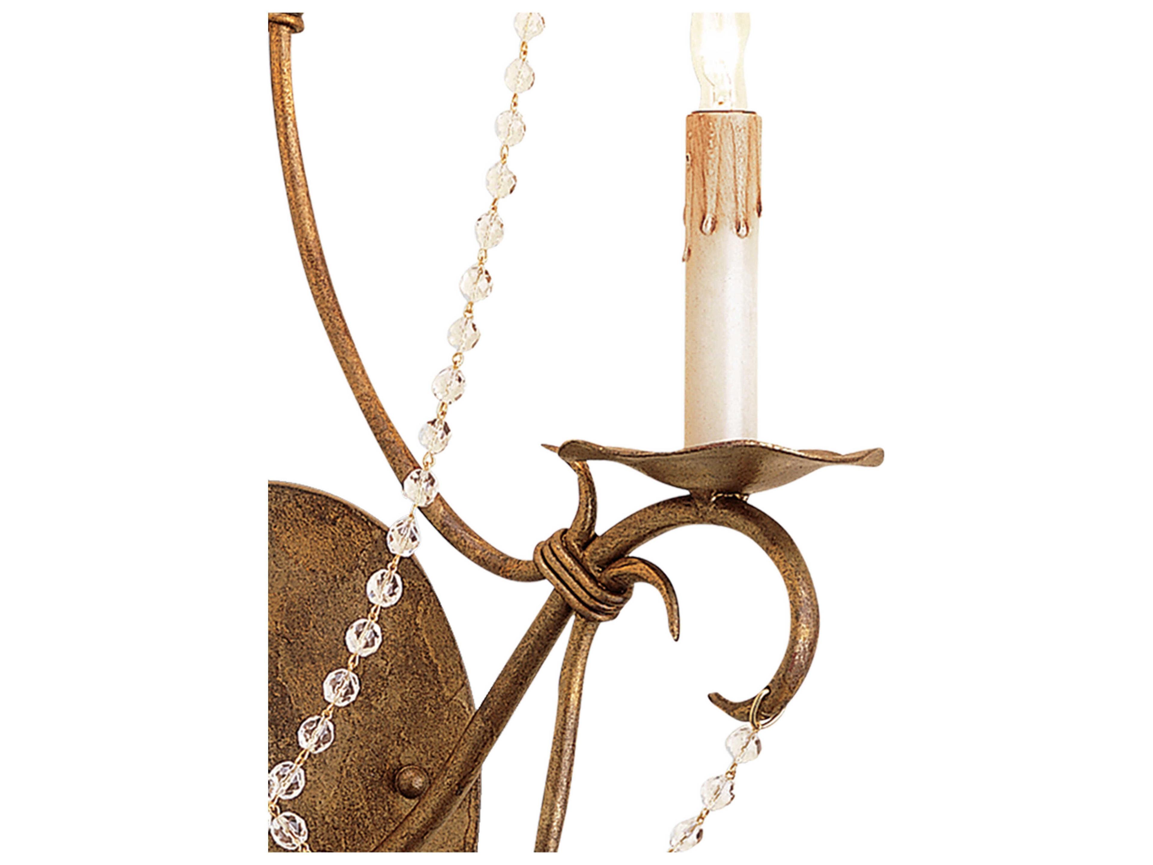 Currey & Company Crystal Lights 2-Light Rhine Gold Crystal Wall Sconce