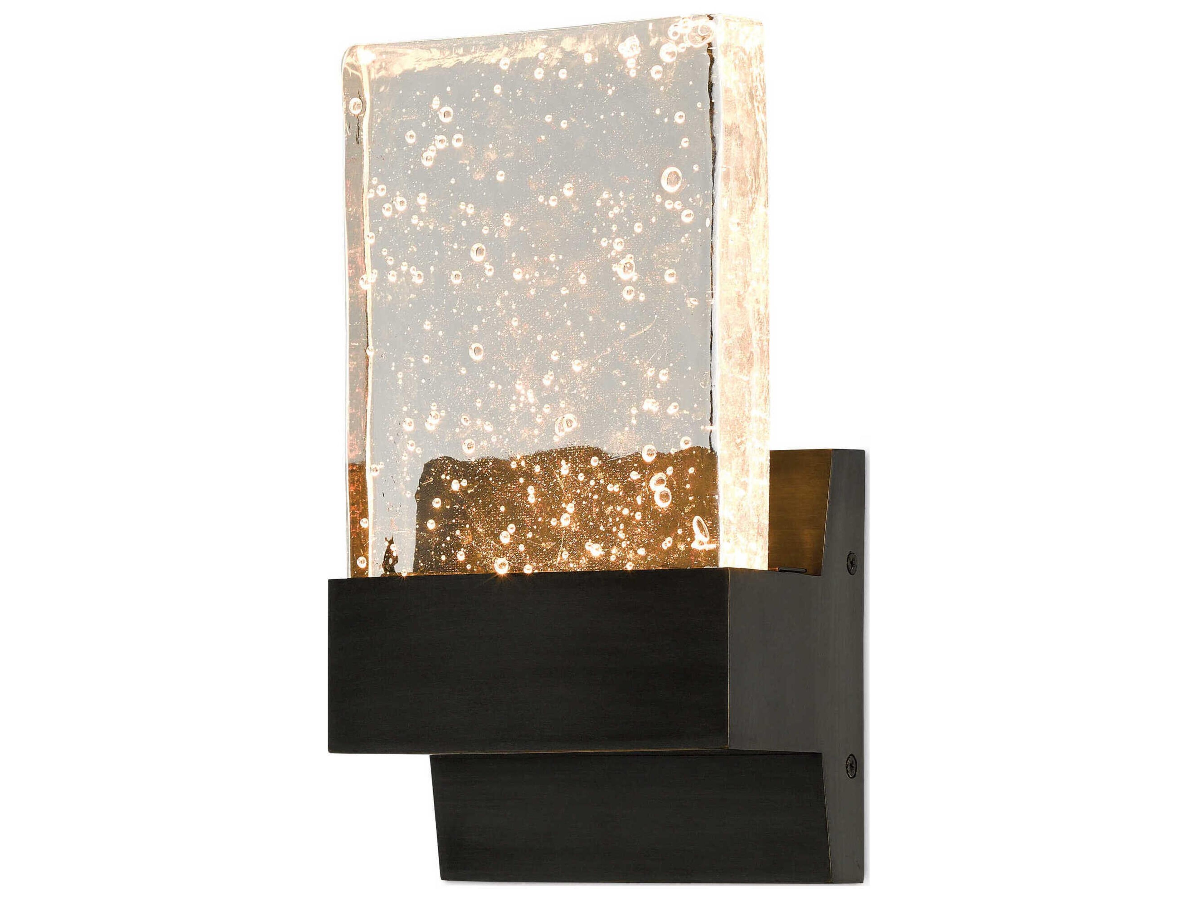 Currey & Company Penzance 2-Light Oil Rubbed Bronze Glass LED Wall Sconce