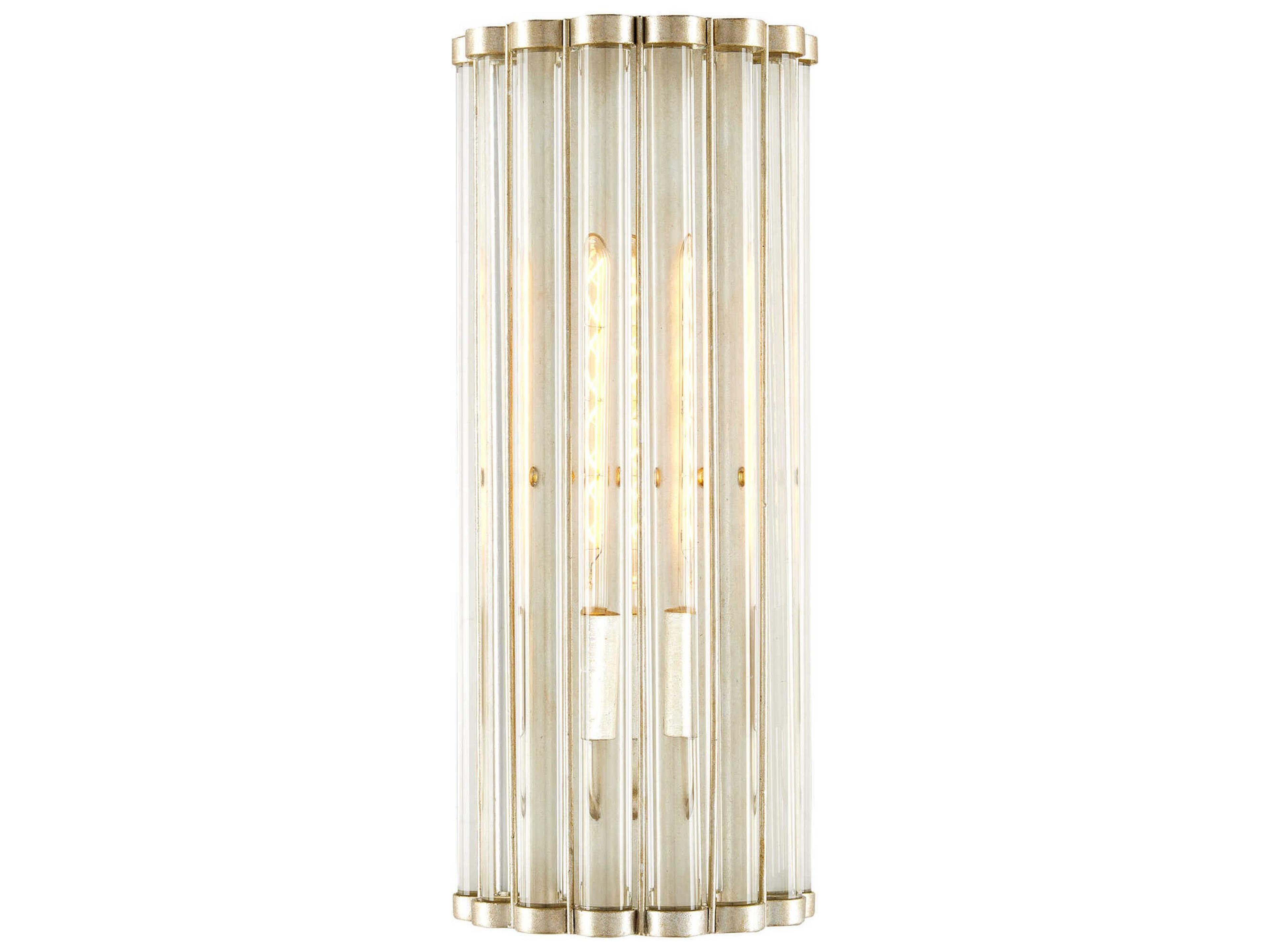 Currey & Company Warwick 1-Light Contemporary Silver Leaf Clear Crystal Wall Sconce