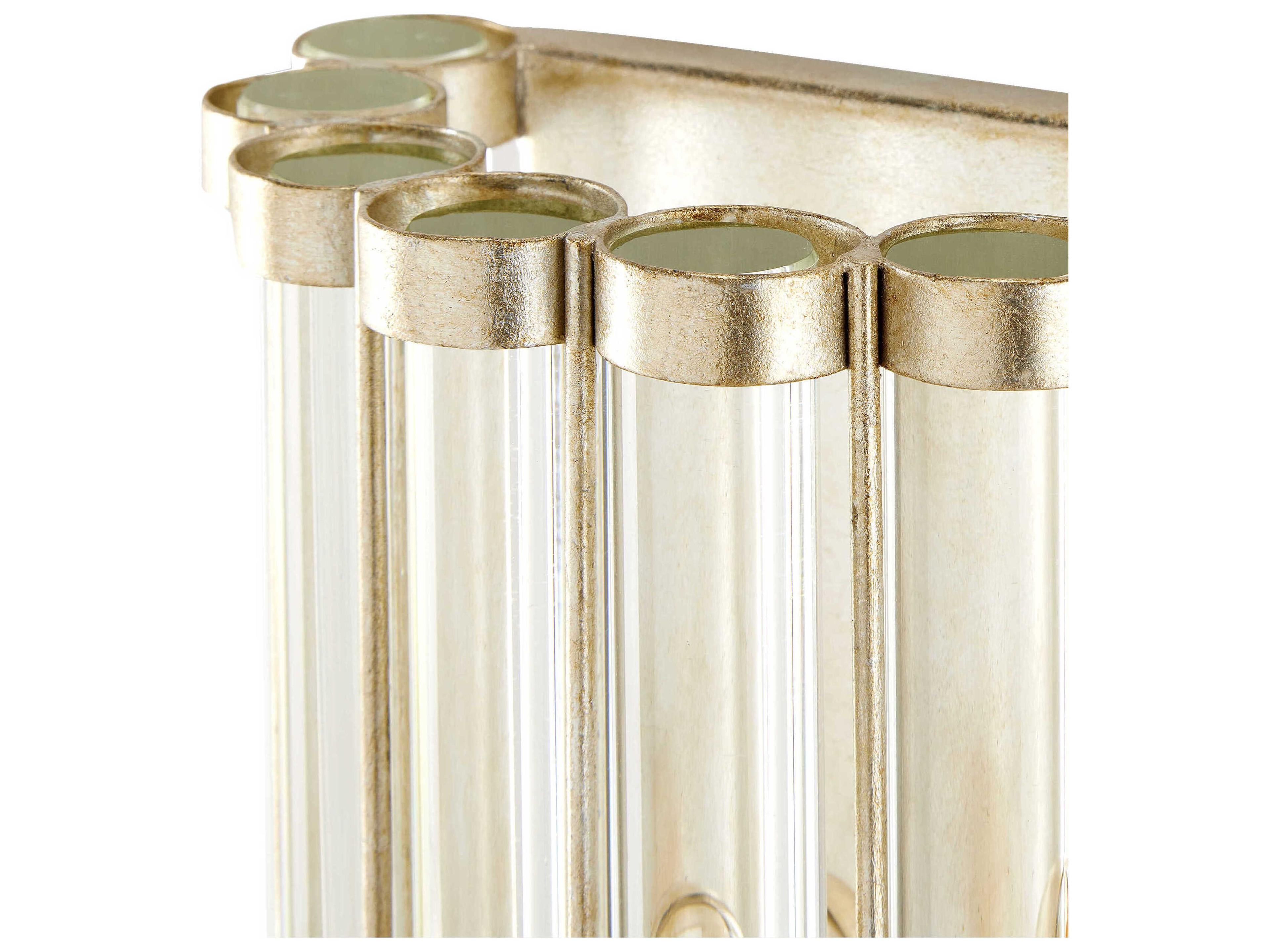 Currey & Company Warwick 1-Light Contemporary Silver Leaf Clear Crystal Wall Sconce