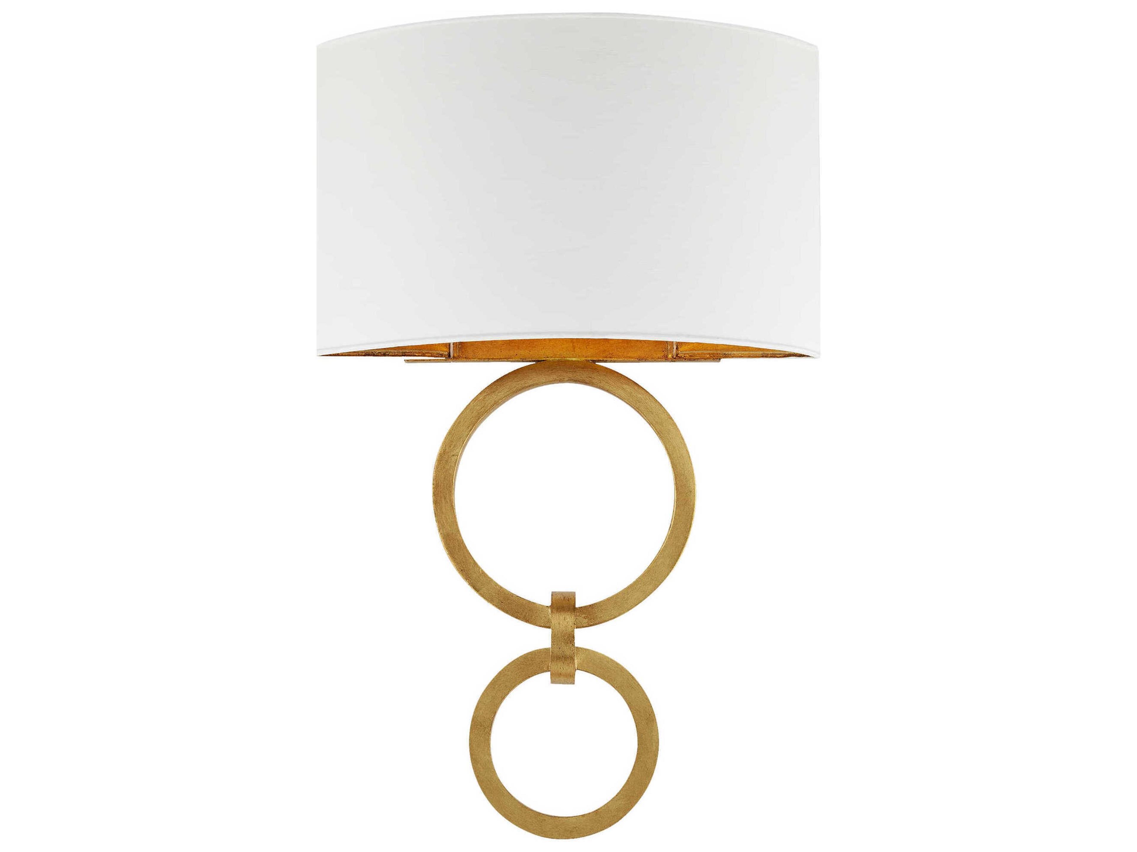 Currey & Company Bolebrook 1-Light Gesso White Contemporary Gold Leaf Wall Sconce