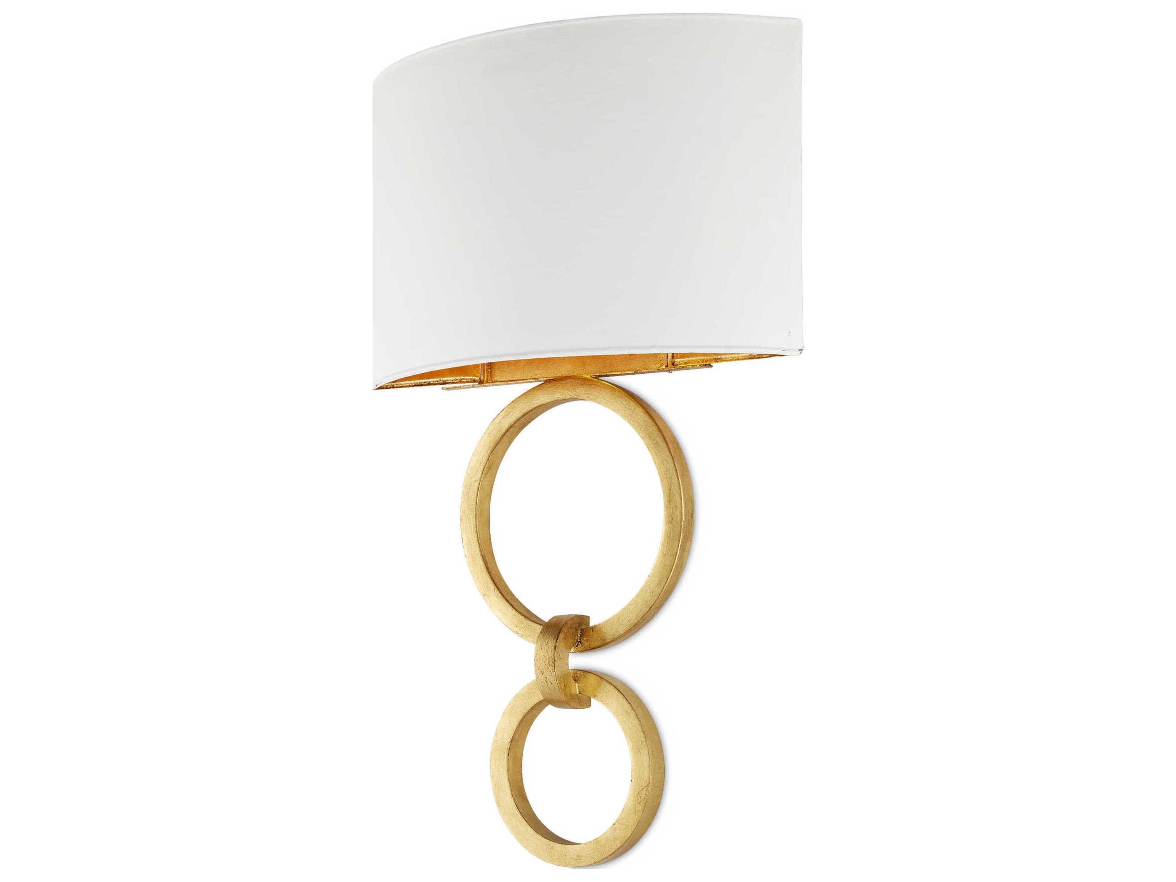 Currey & Company Bolebrook 1-Light Gesso White Contemporary Gold Leaf Wall Sconce