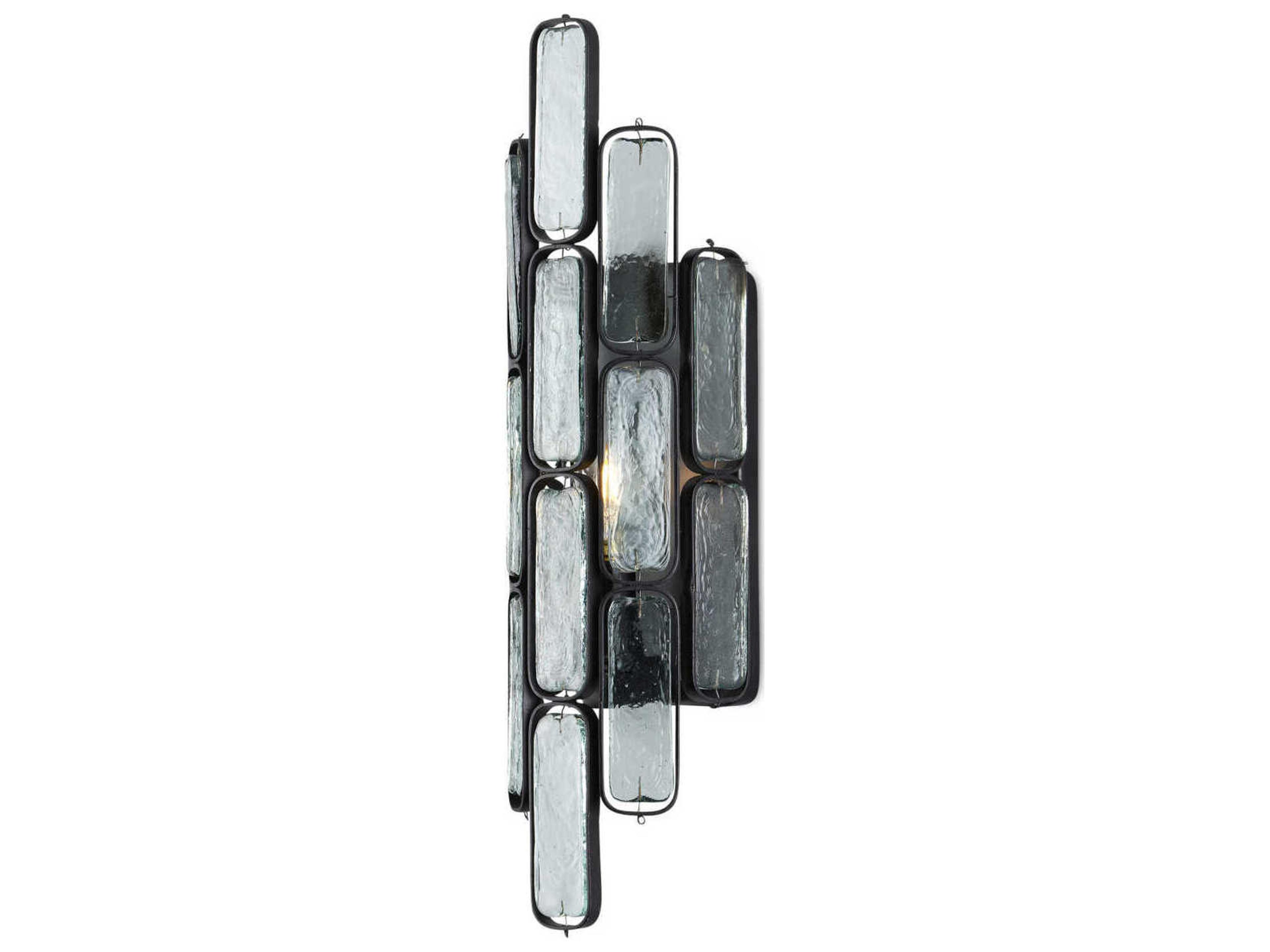 Currey & Company Centurion 1-Light Satin Black Glass Wall Sconce