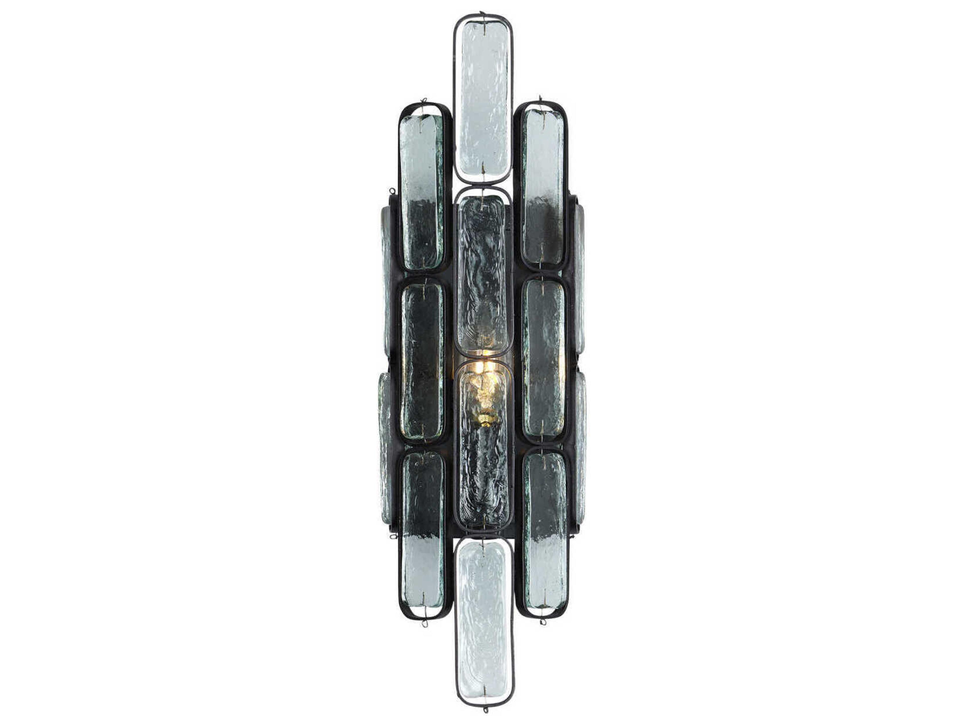 Currey & Company Centurion 1-Light Satin Black Glass Wall Sconce