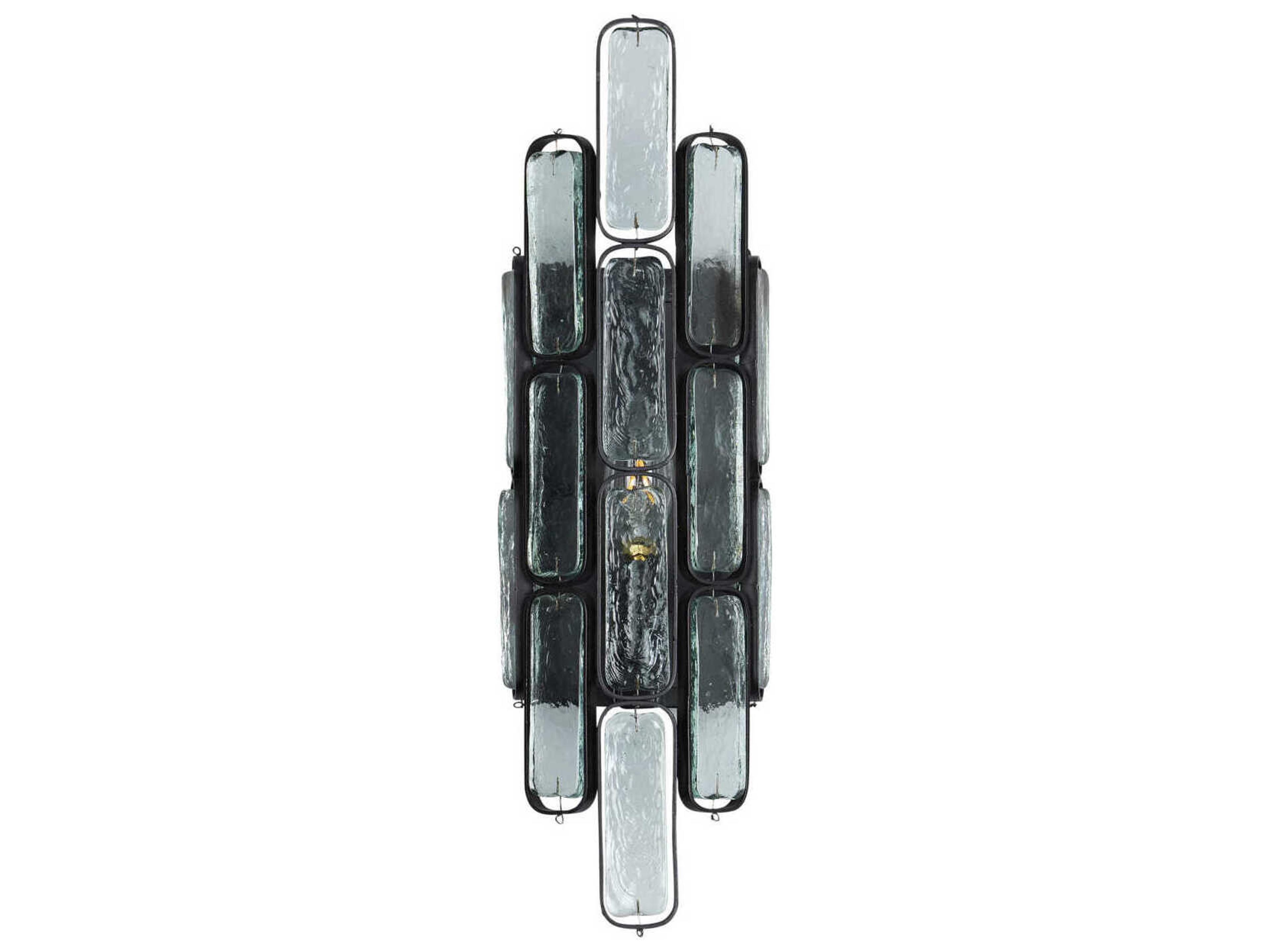 Currey & Company Centurion 1-Light Satin Black Glass Wall Sconce