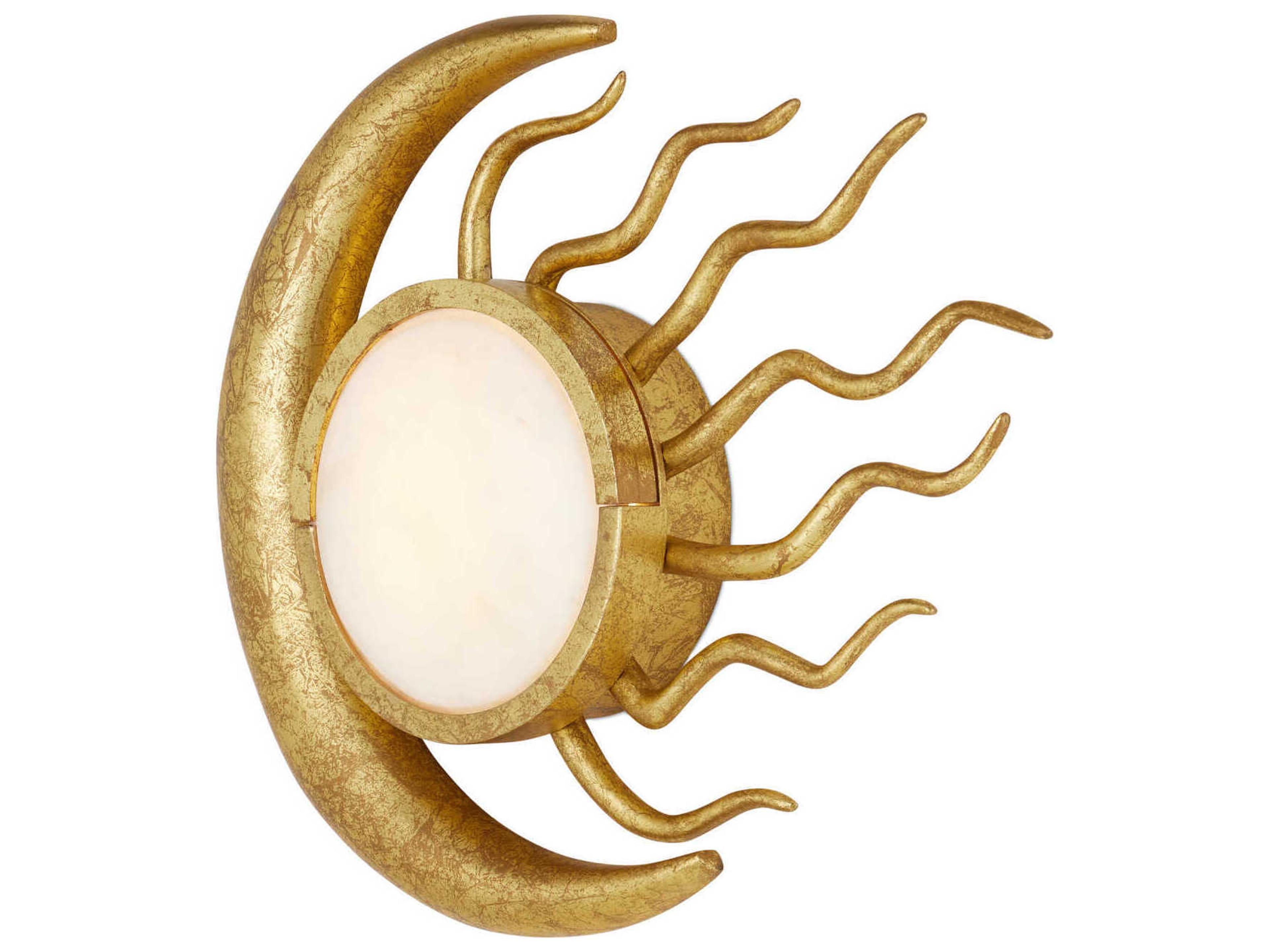 Currey & Company Tona 1-Light Gold Leaf White Wall Sconce