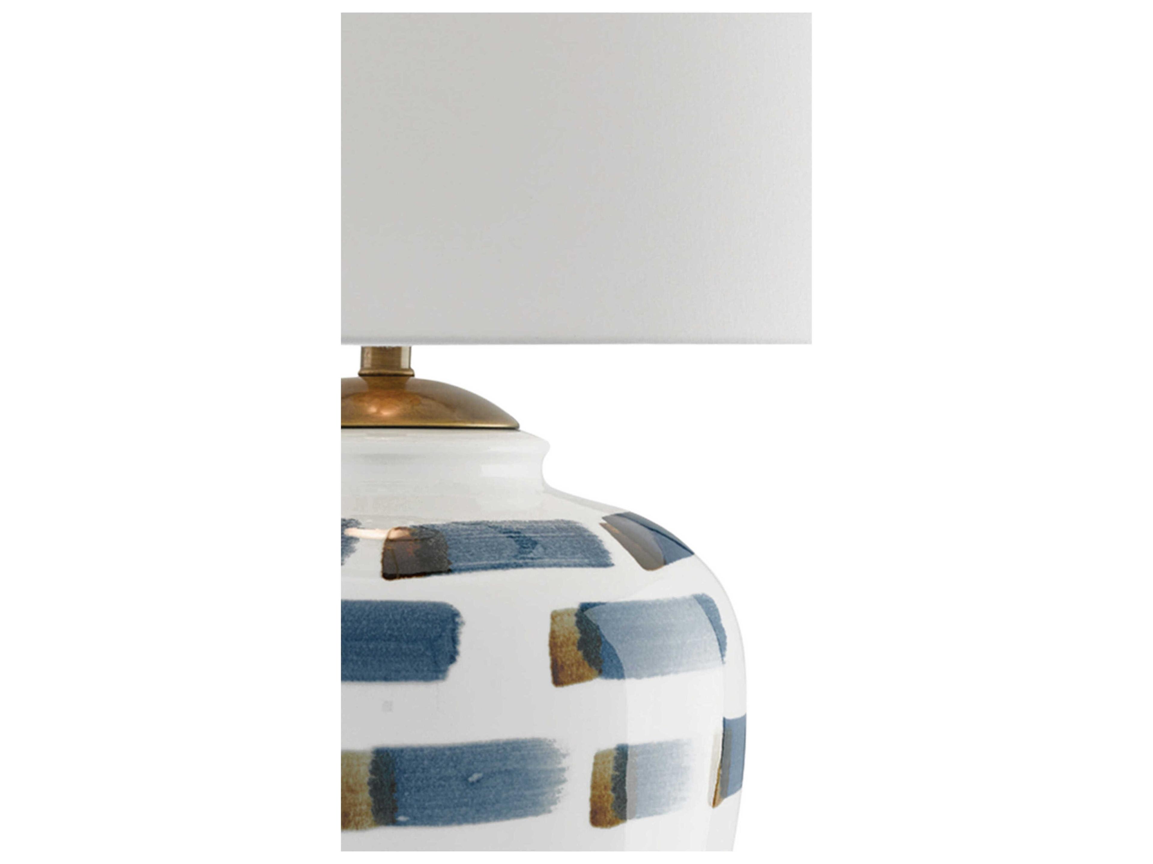 Currey & Company Brushstroke White blue antique Brass Table Lamp