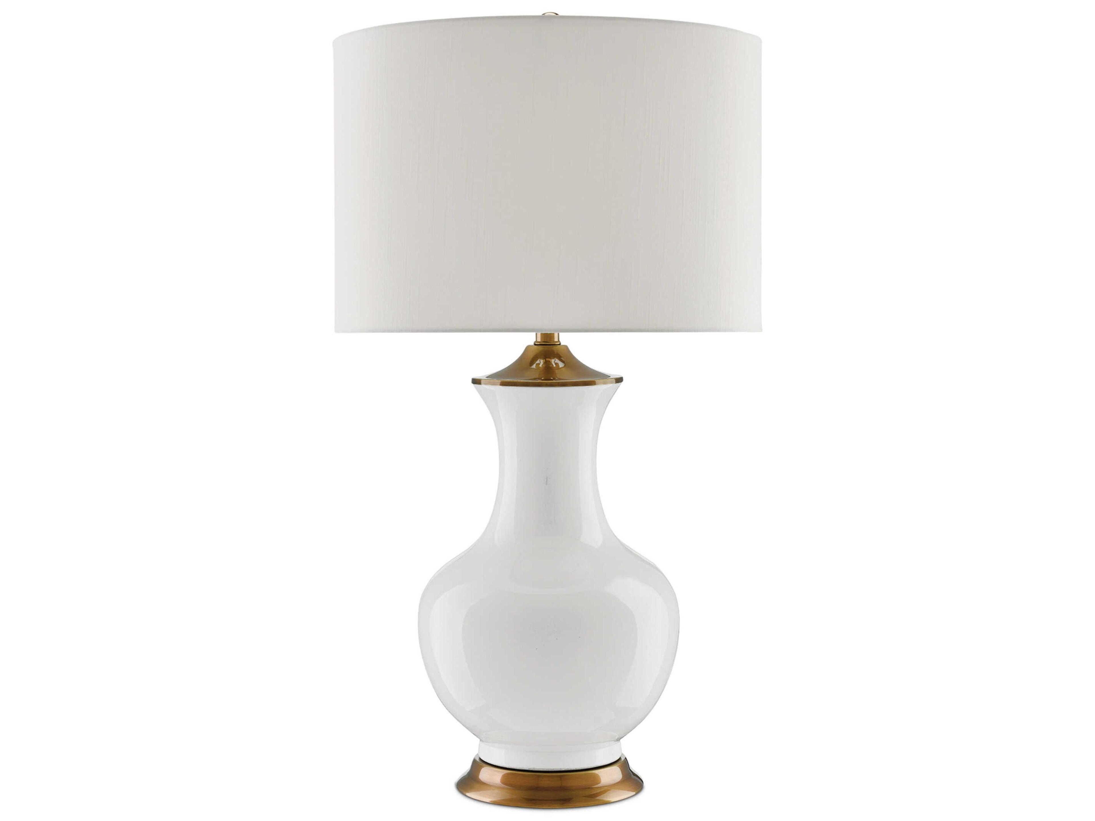 Lilou Edison Bulb Buffet/Table White Antique Brass Buffet Lamp with Off Shantung Shade