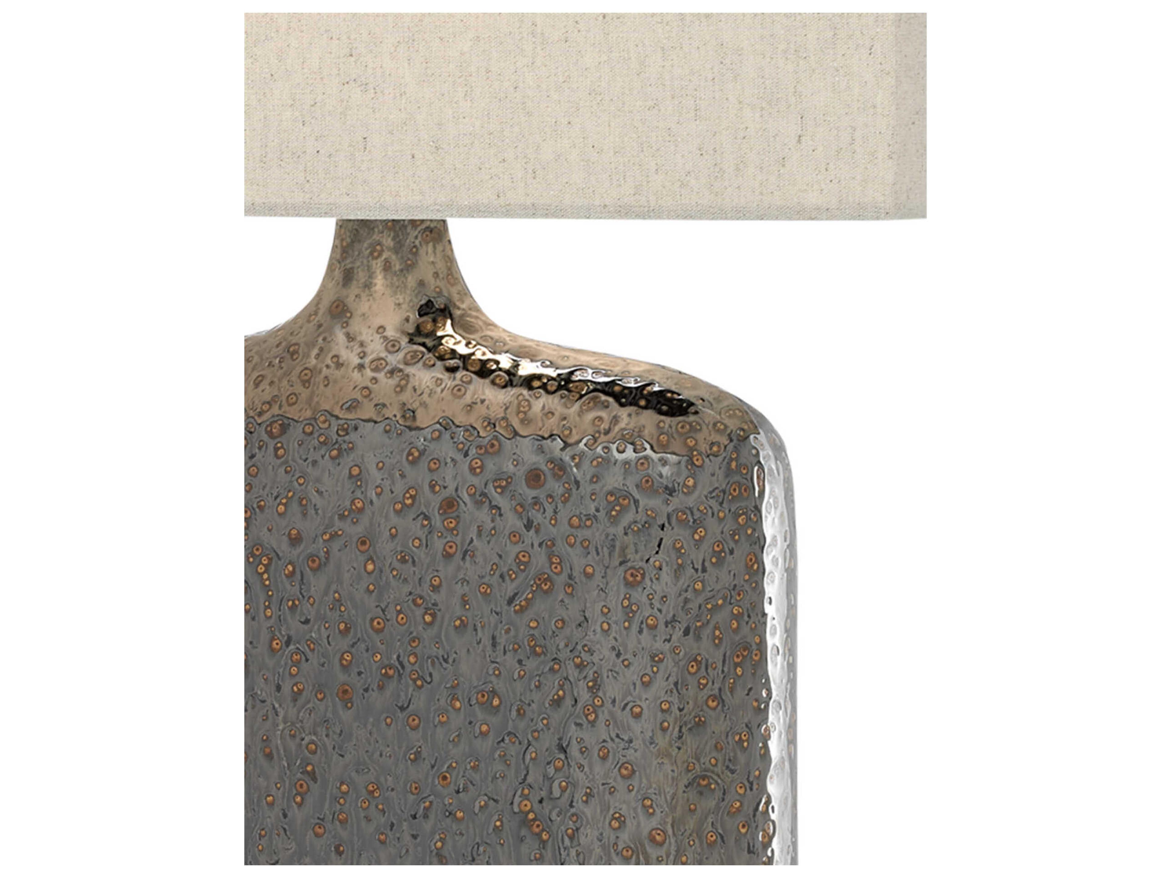 Currey & Company Musing Edison Bulb Buffet/Table Rustic Metallic Bronze Buffet Lamp with Khaki Linen Shade