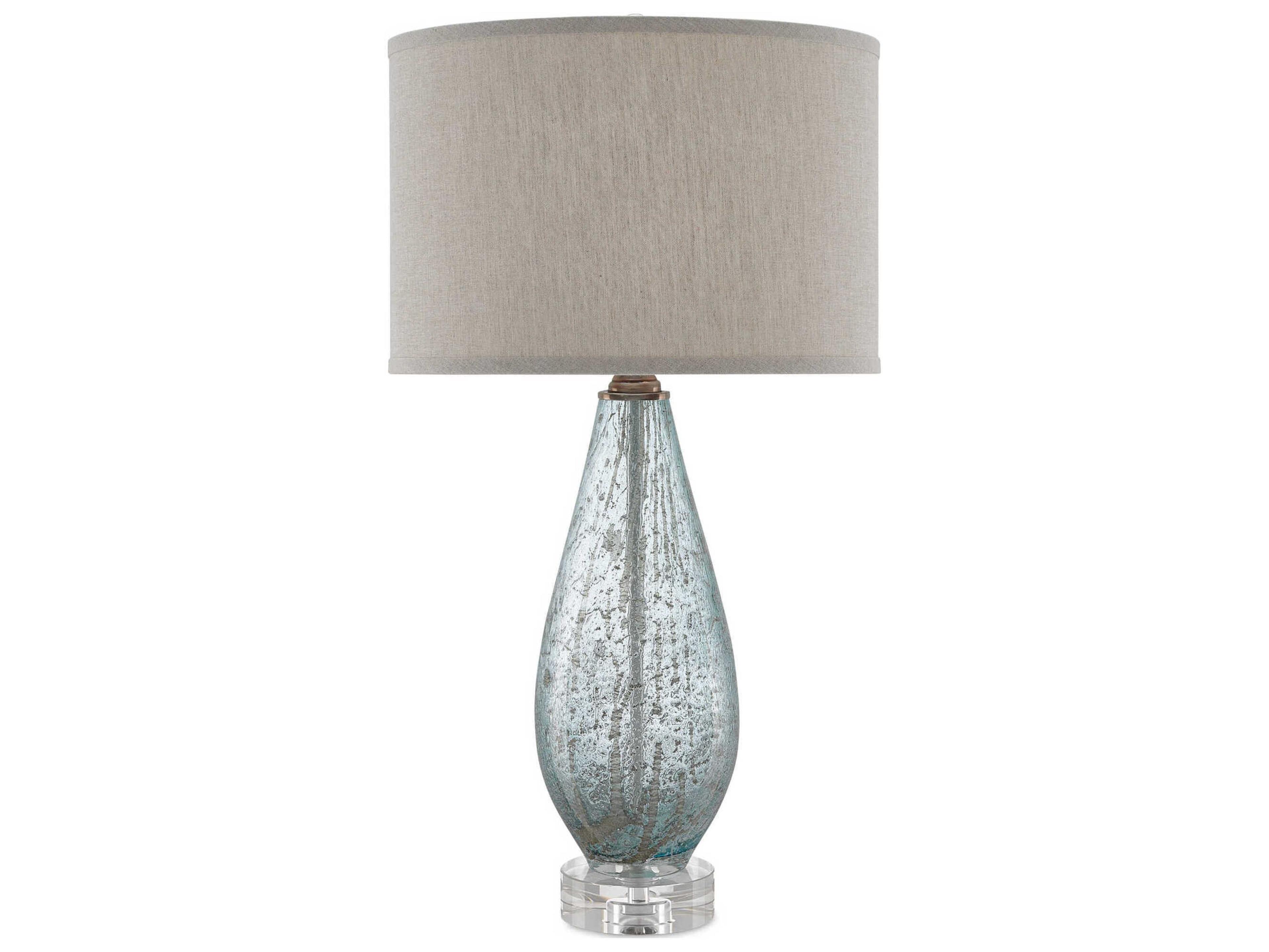 Currey & Company Optimist Pale Blue Glass Clear Buffet Lamp