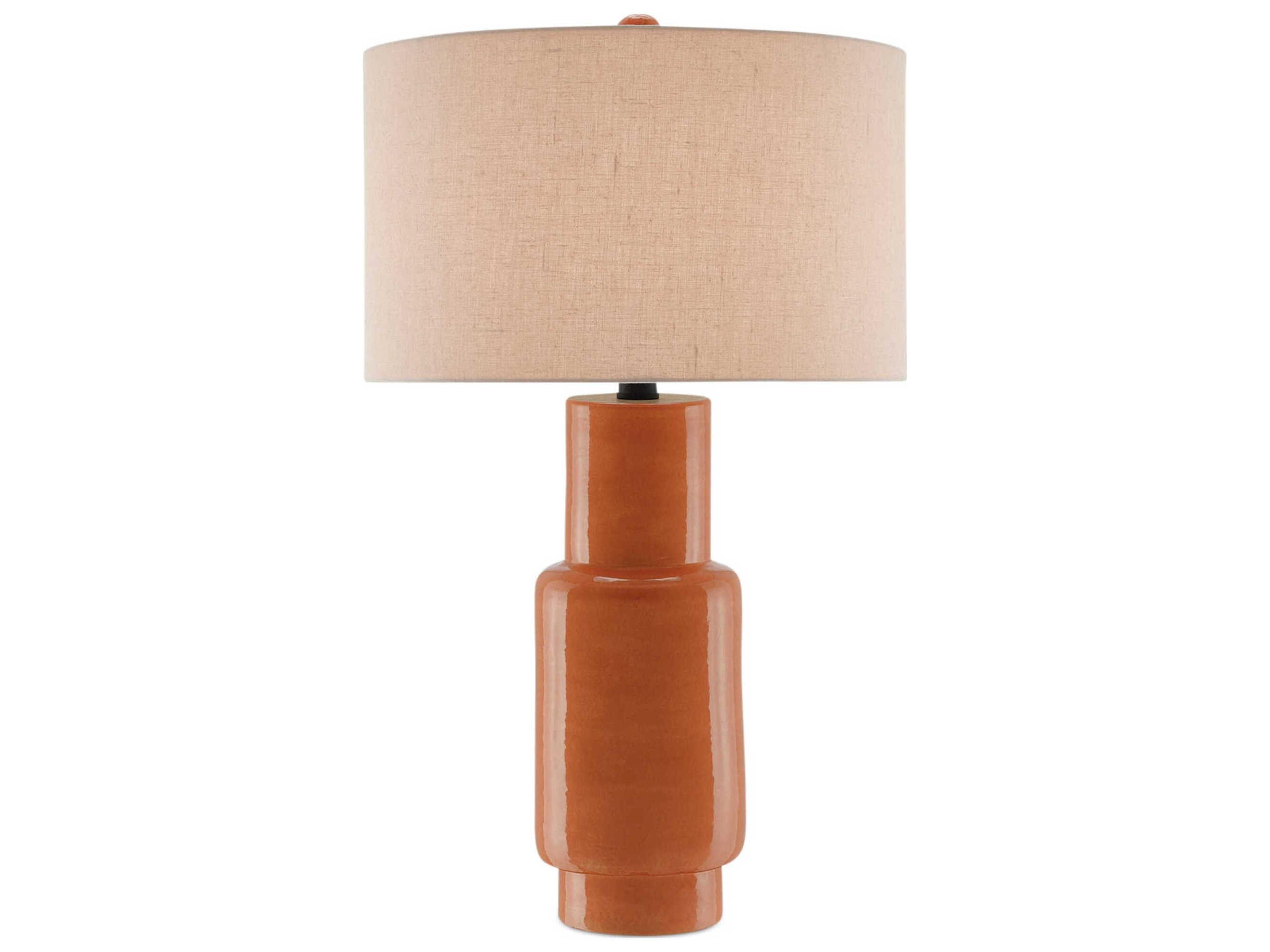 Janeen Janeen Orange Satin Black Buffet Lamp