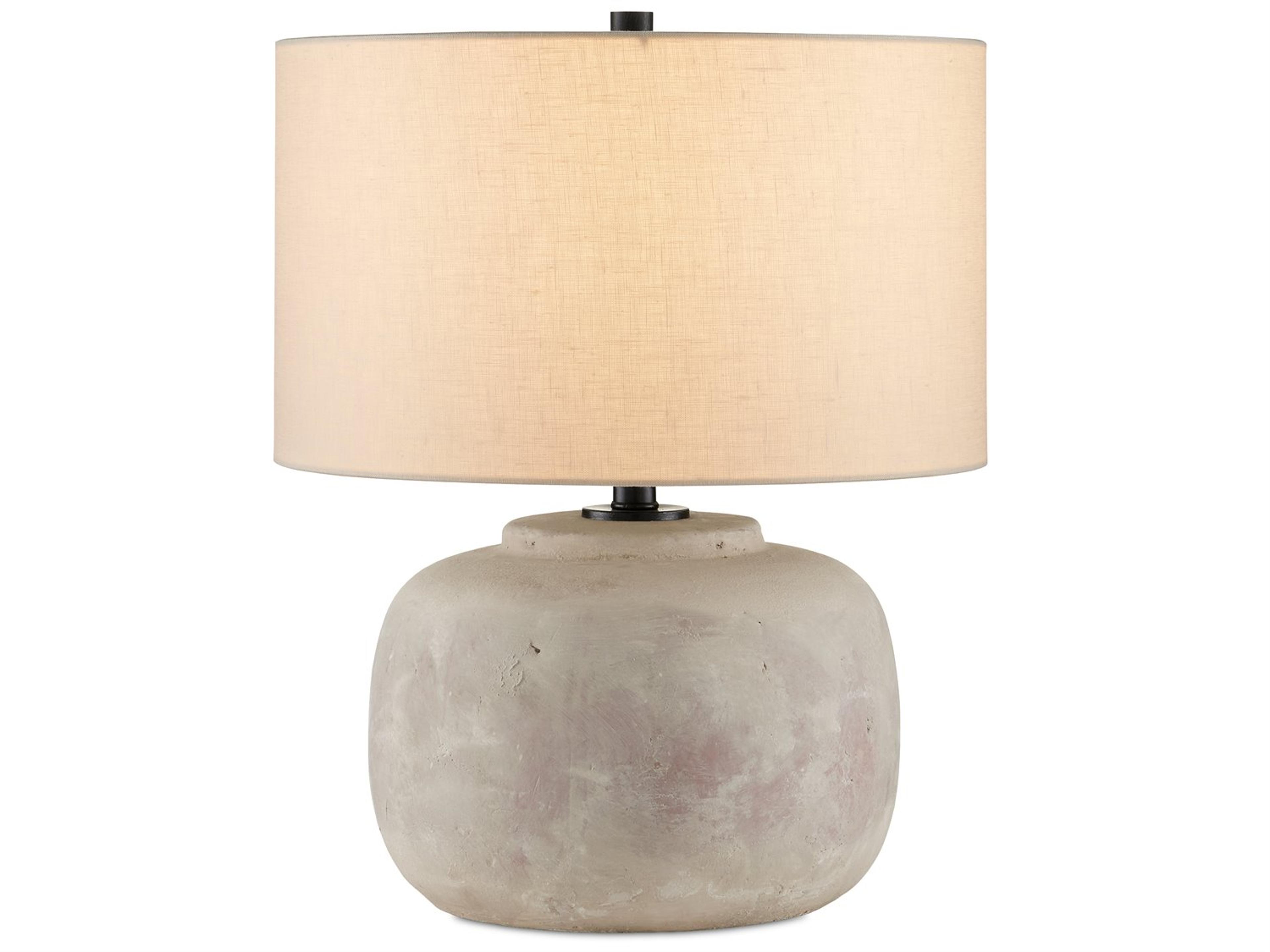 Currey & Company Beton Antique Earth Light Beige Linen Gray Table Lamp