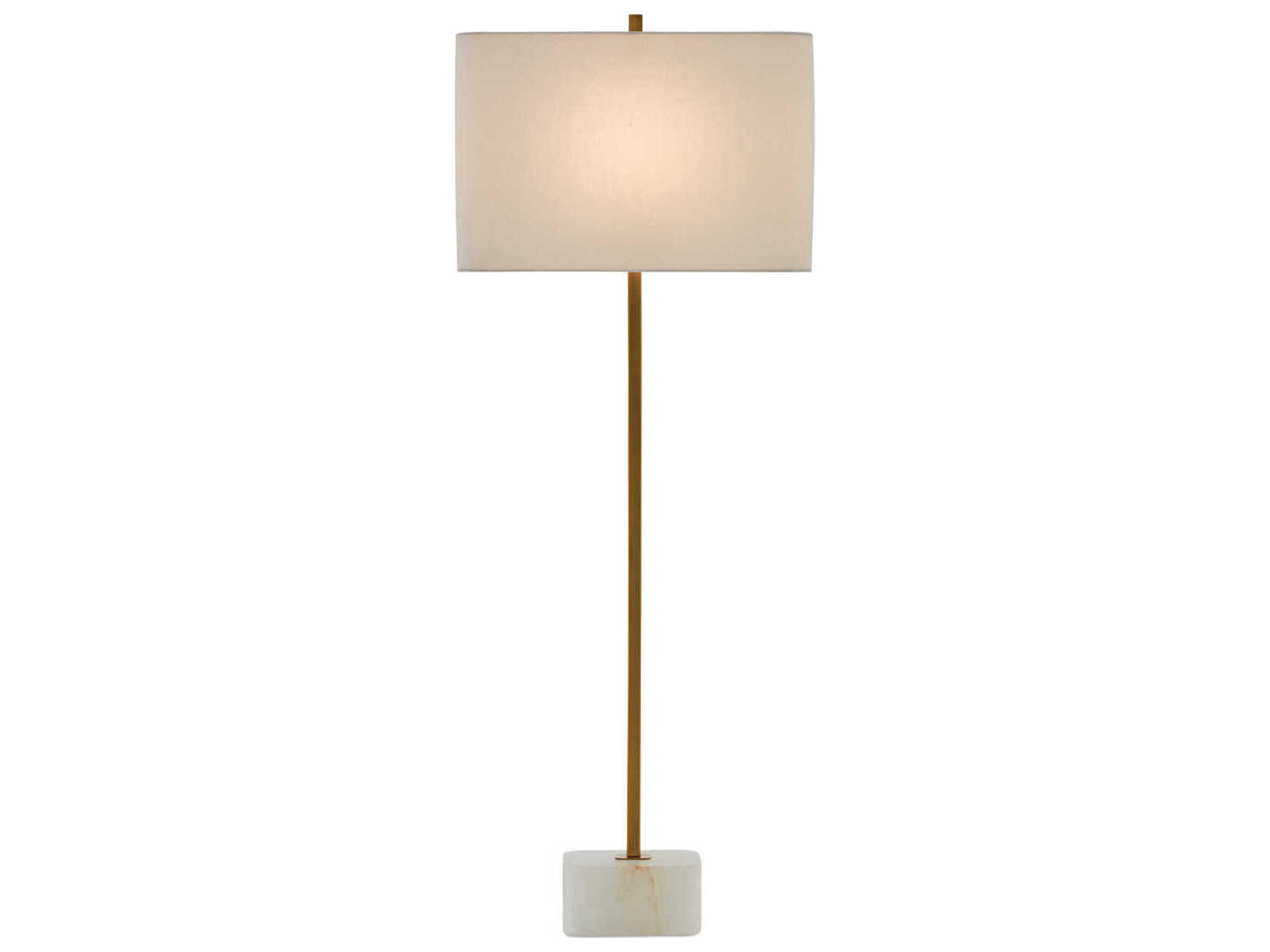 Currey & Company Felix Natural Antique Brass Off White Linen Buffet Lamp