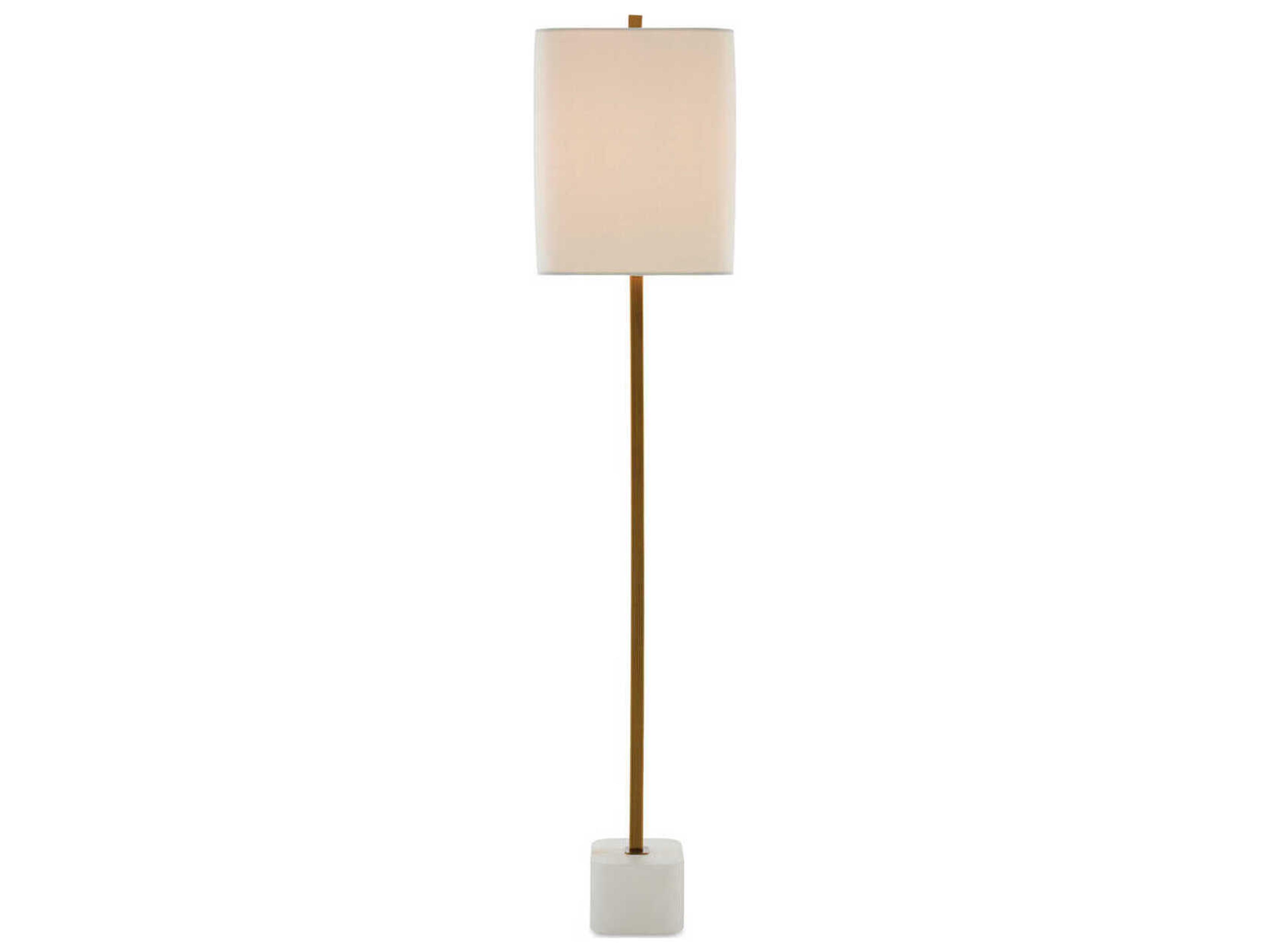 Currey & Company Felix Natural Antique Brass Off White Linen Buffet Lamp