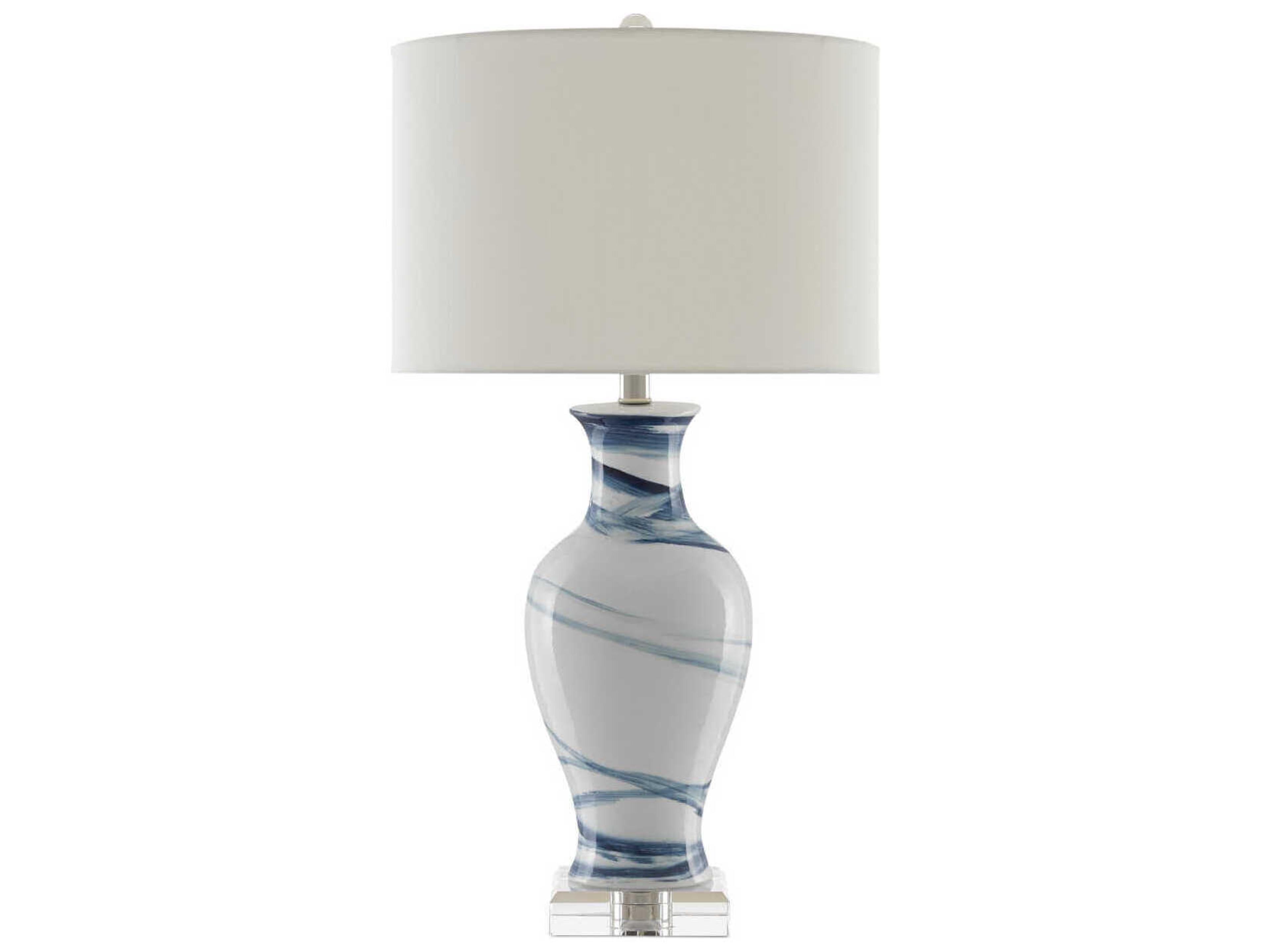 Currey & Company Hanni Crystal White Blue Off Shantung Buffet Lamp