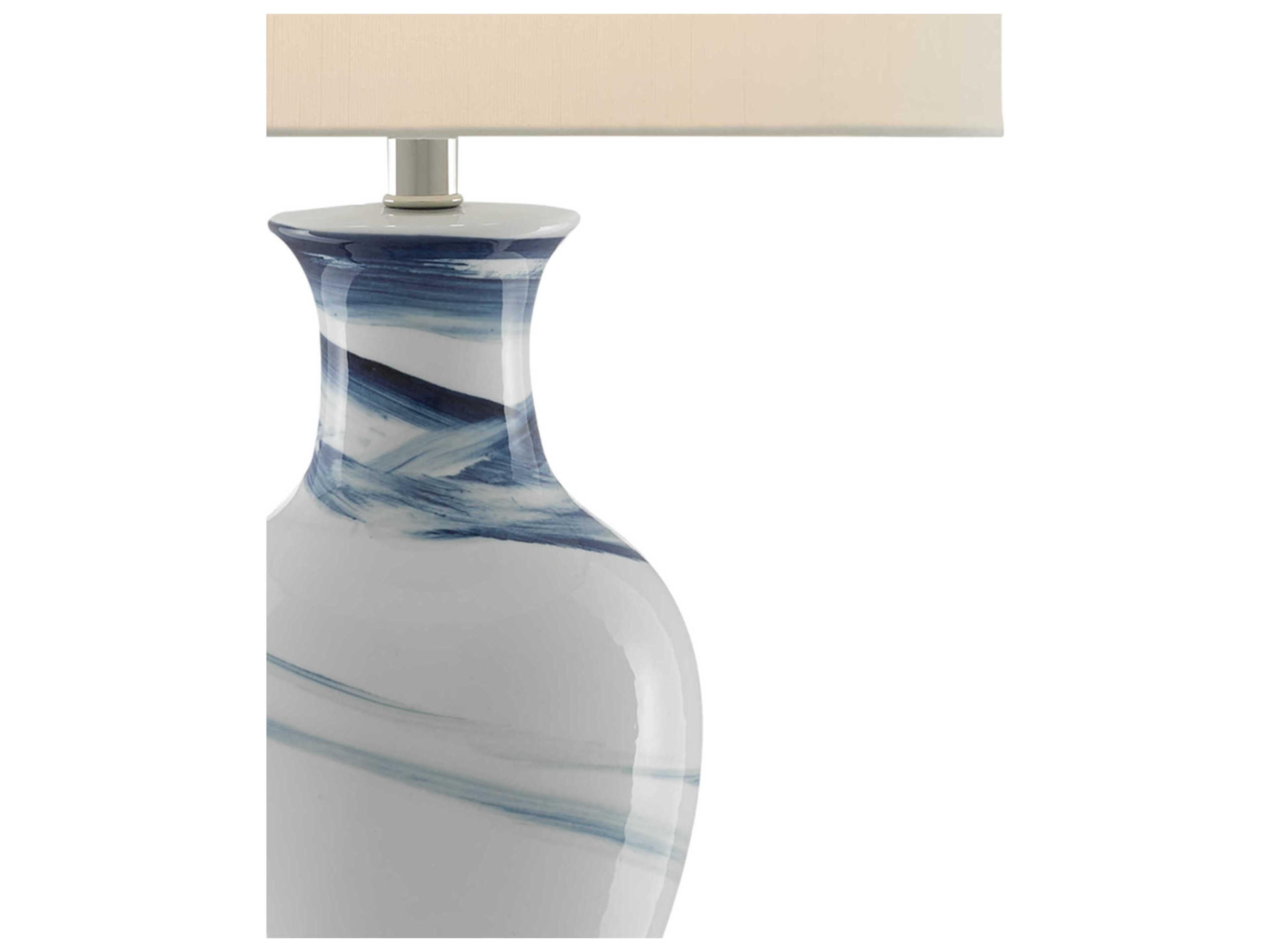 Currey & Company Hanni Crystal White Blue Off Shantung Buffet Lamp