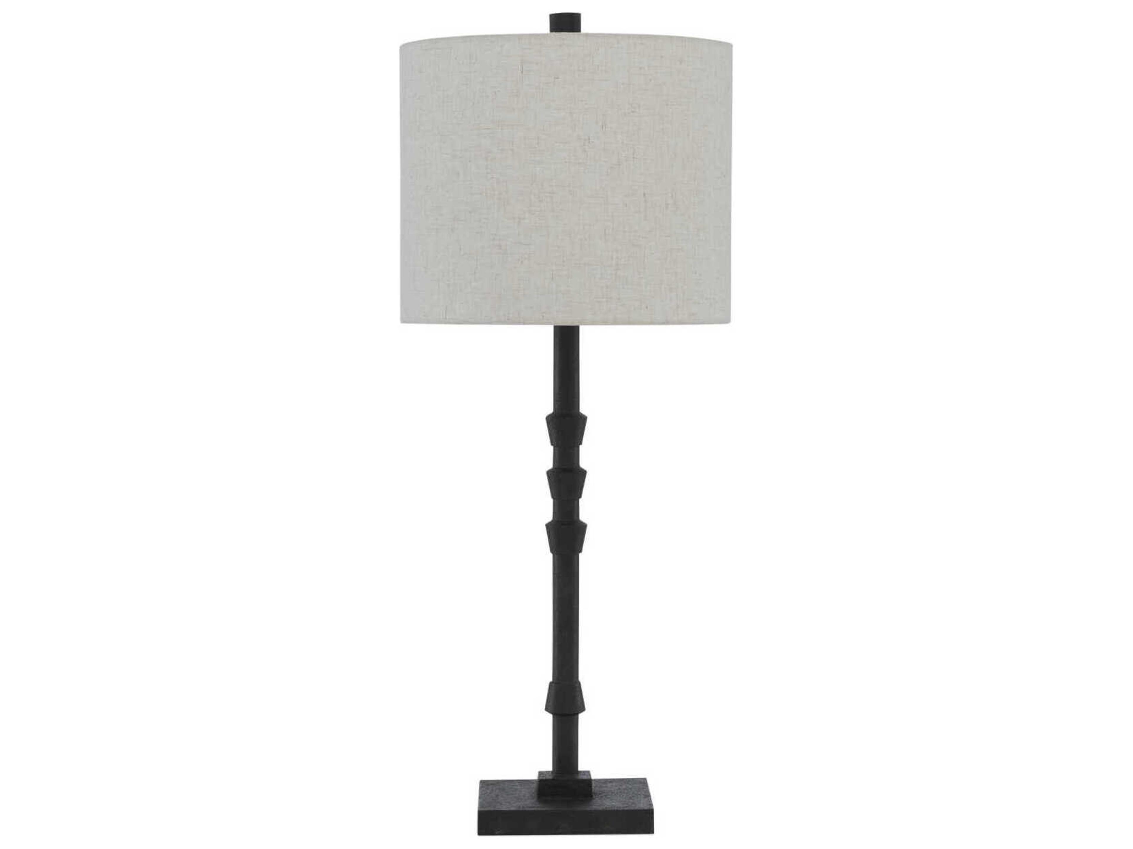 Currey & Company Lohn Mole Black Beige Poplin Buffet Lamp
