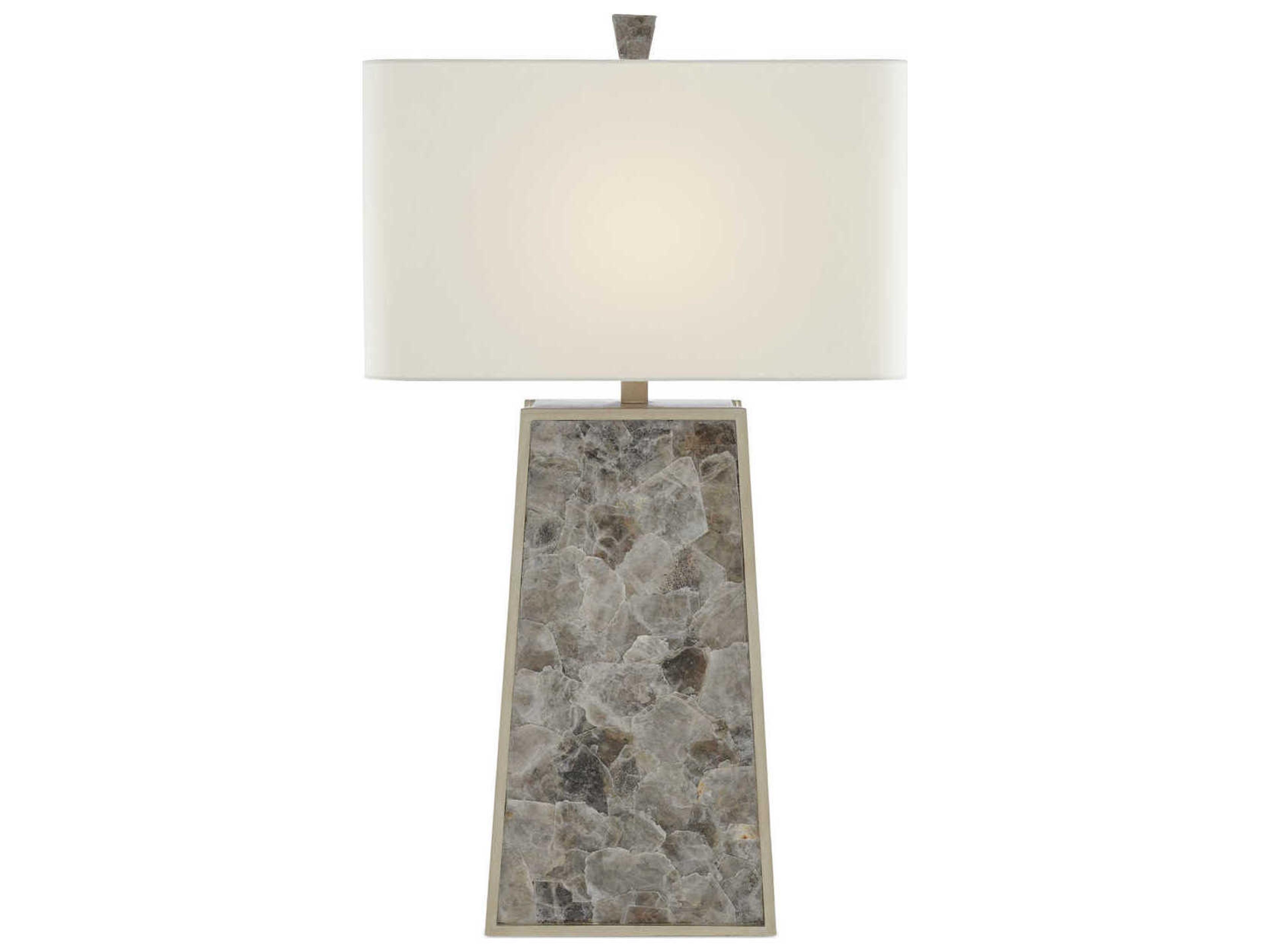 Currey & Company Calloway Light Mica Silver Leaf Off White Shantung Buffet Lamp