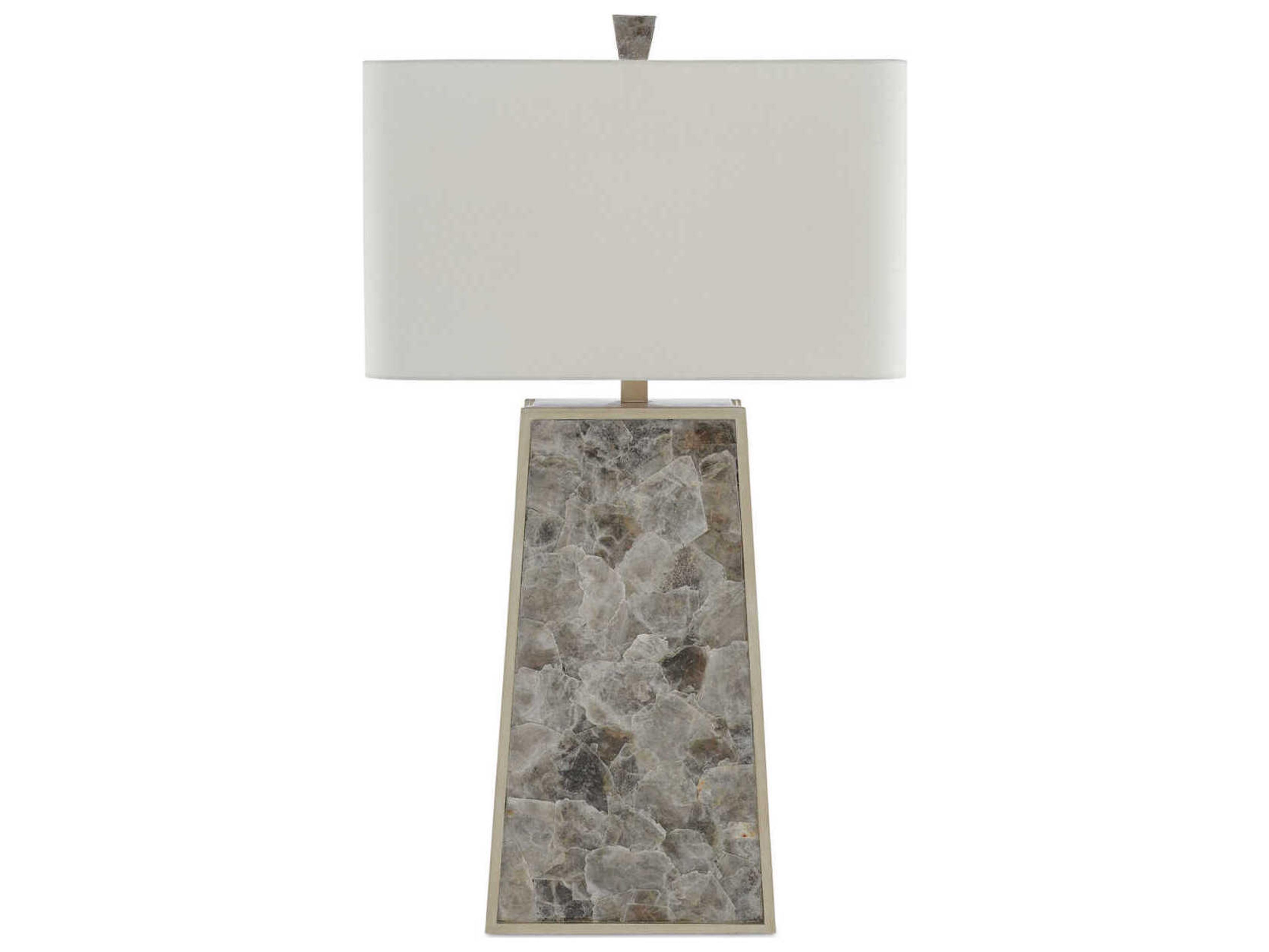 Currey & Company Calloway Light Mica Silver Leaf Off White Shantung Buffet Lamp