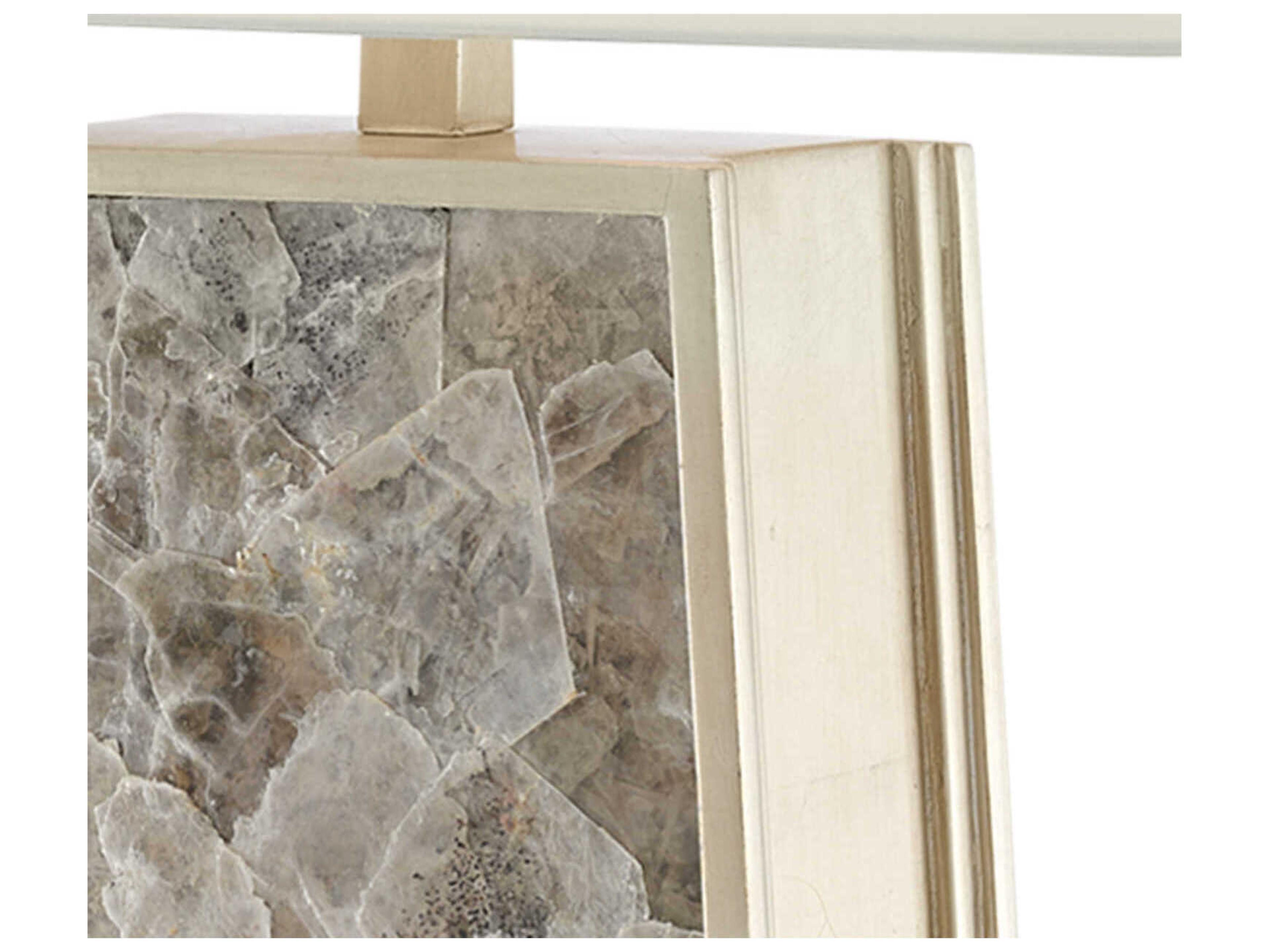 Currey & Company Calloway Light Mica Silver Leaf Off White Shantung Buffet Lamp