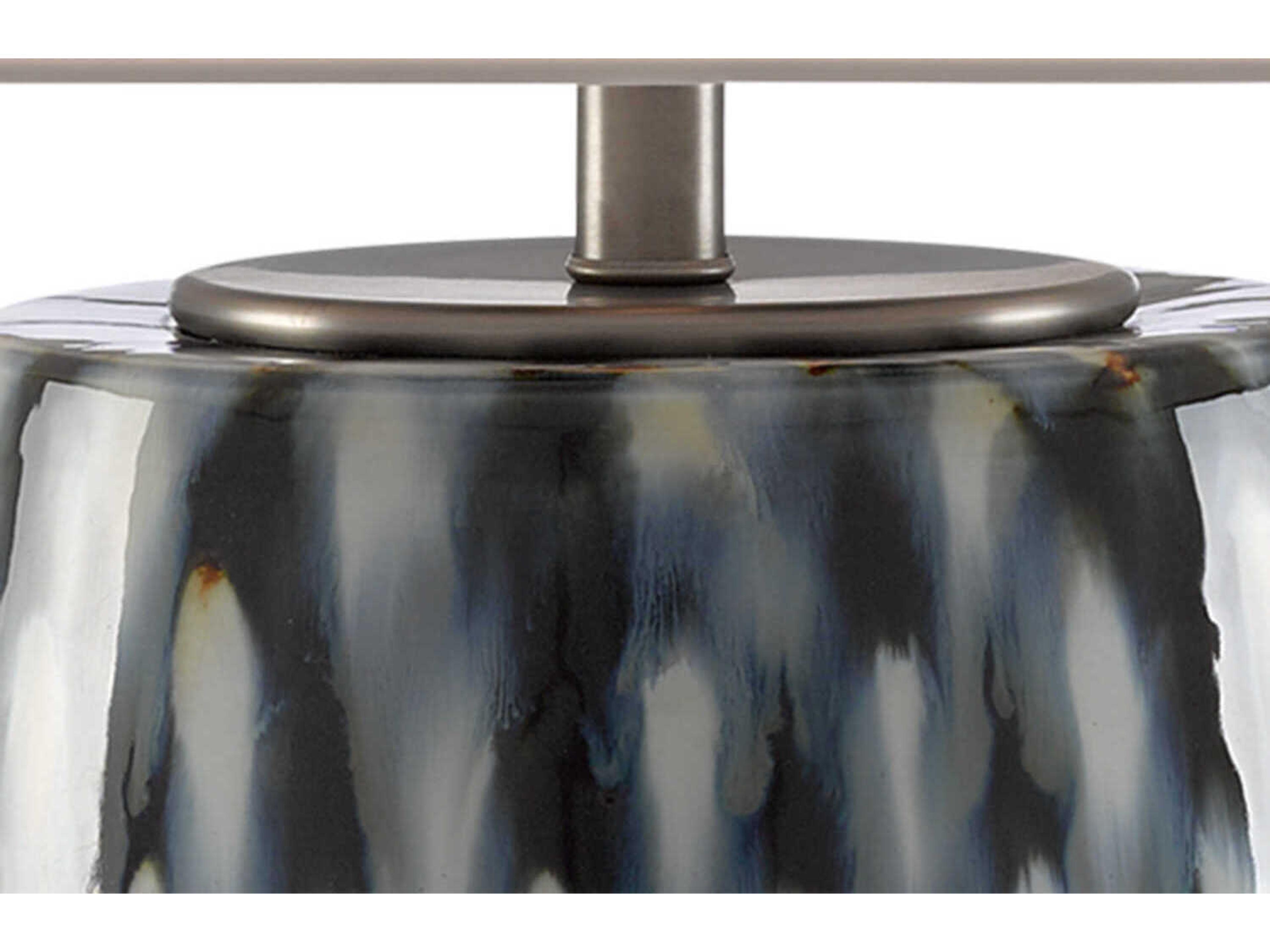 Currey & Company Milner Indigo Cloud Gray Birch Silk White Buffet Lamp