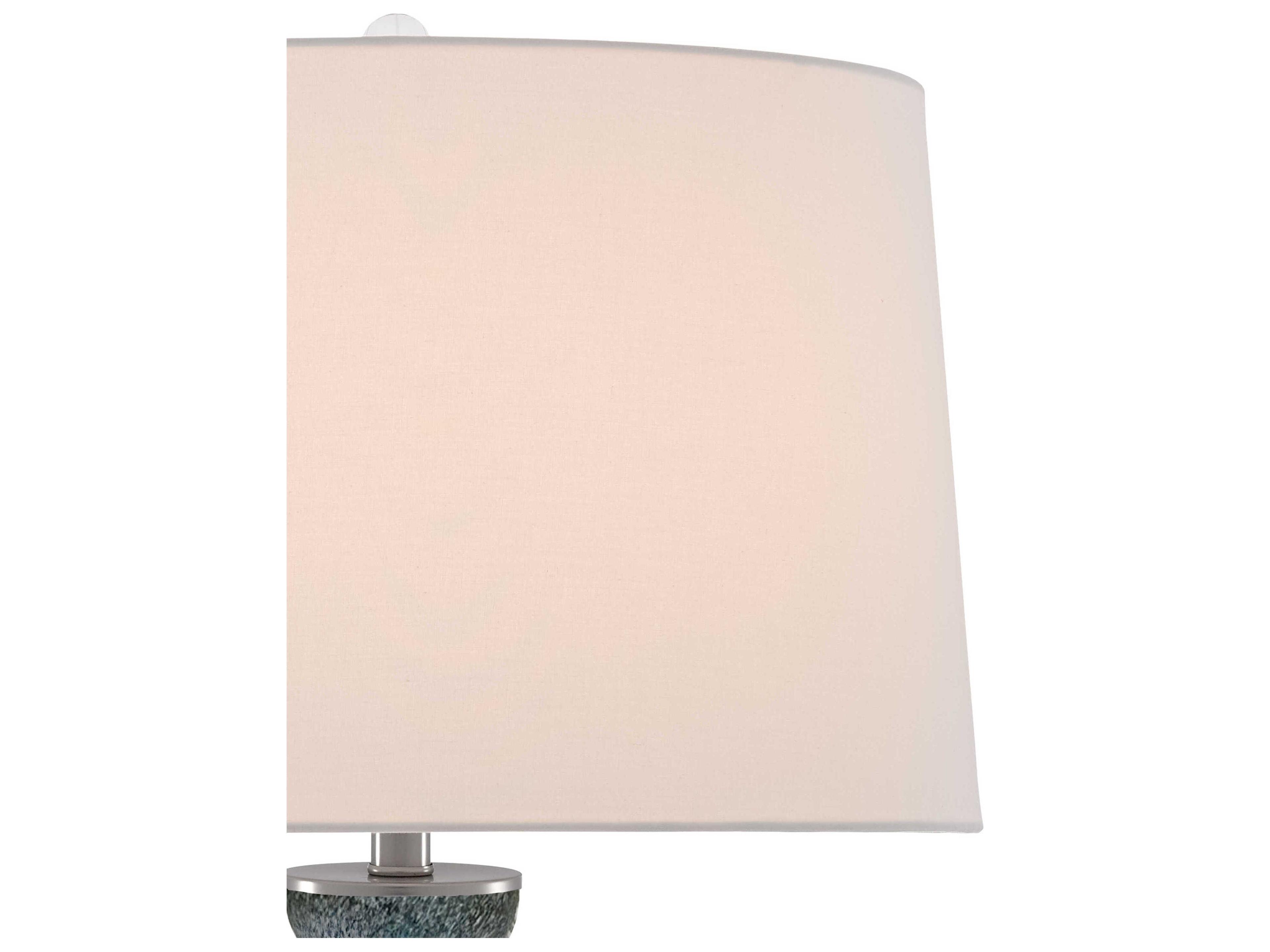 Currey & Company Hatira Crystal Glass Pale Blue White Off Linen Buffet Lamp