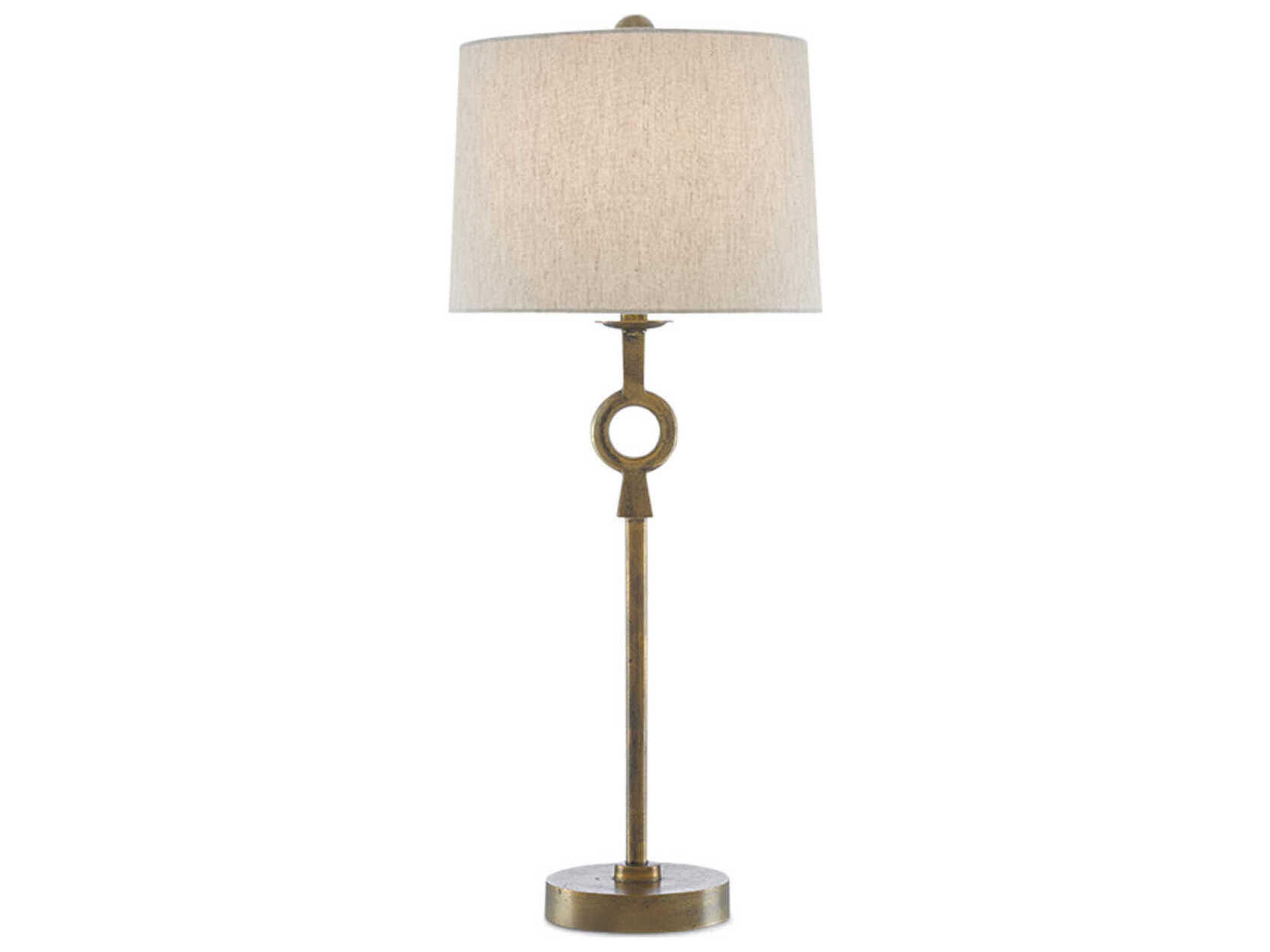 Germaine Antique Brass Natural Flax Buffet Lamp