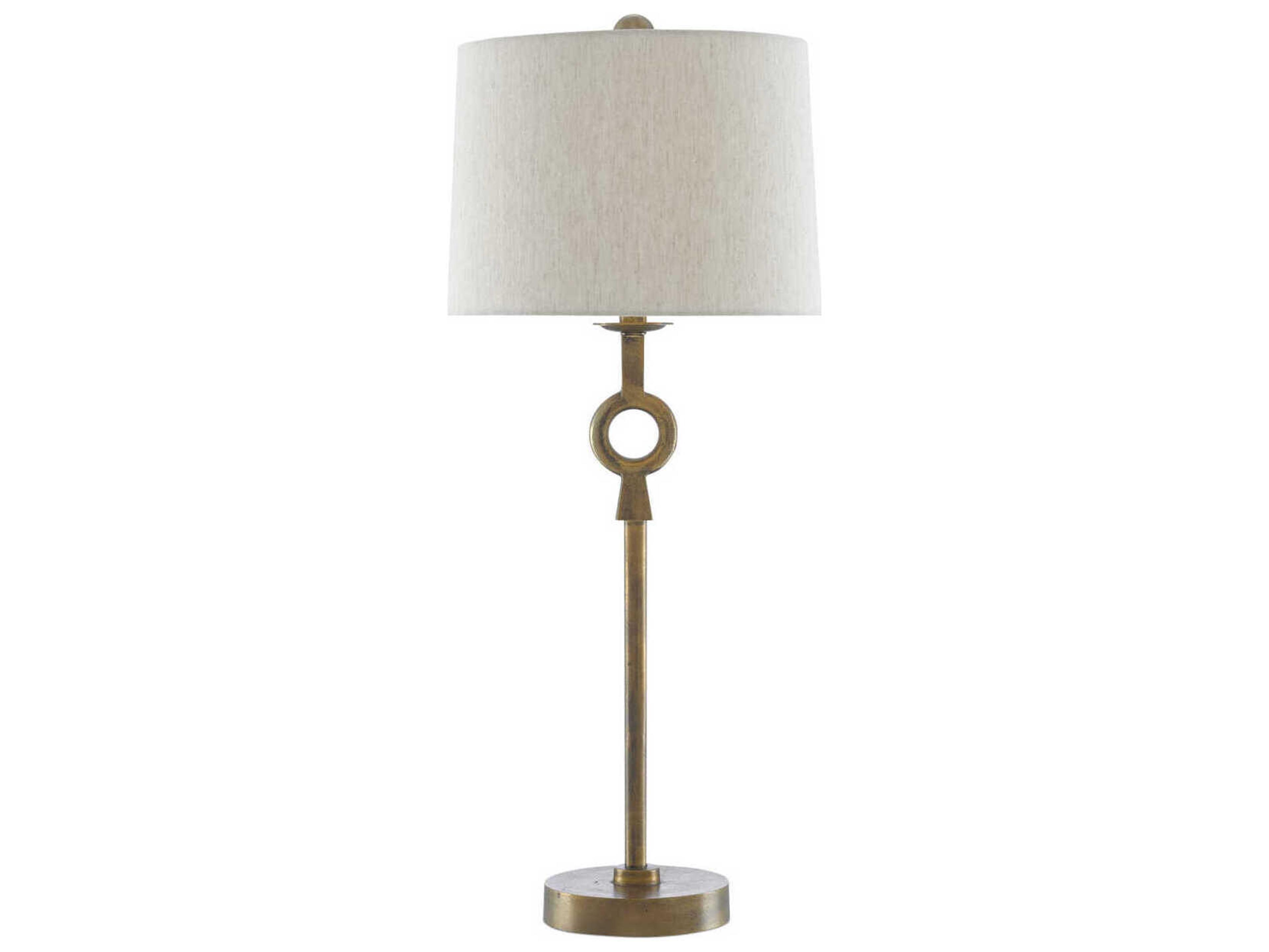 Currey & Company Germaine Antique Brass Natural Flax Buffet Lamp