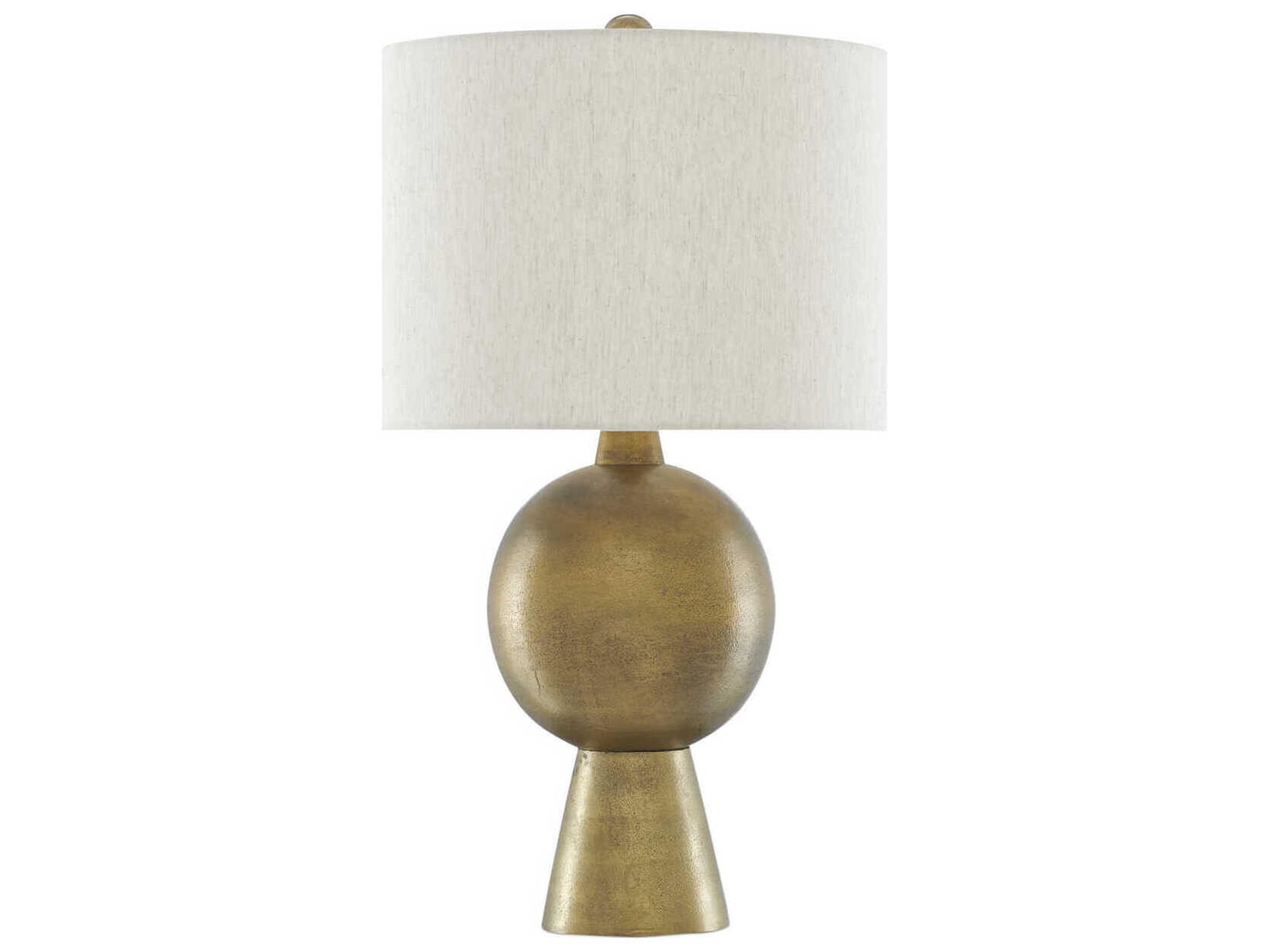 Currey & Company Rami Antique Brass Natural Flax Buffet Lamp